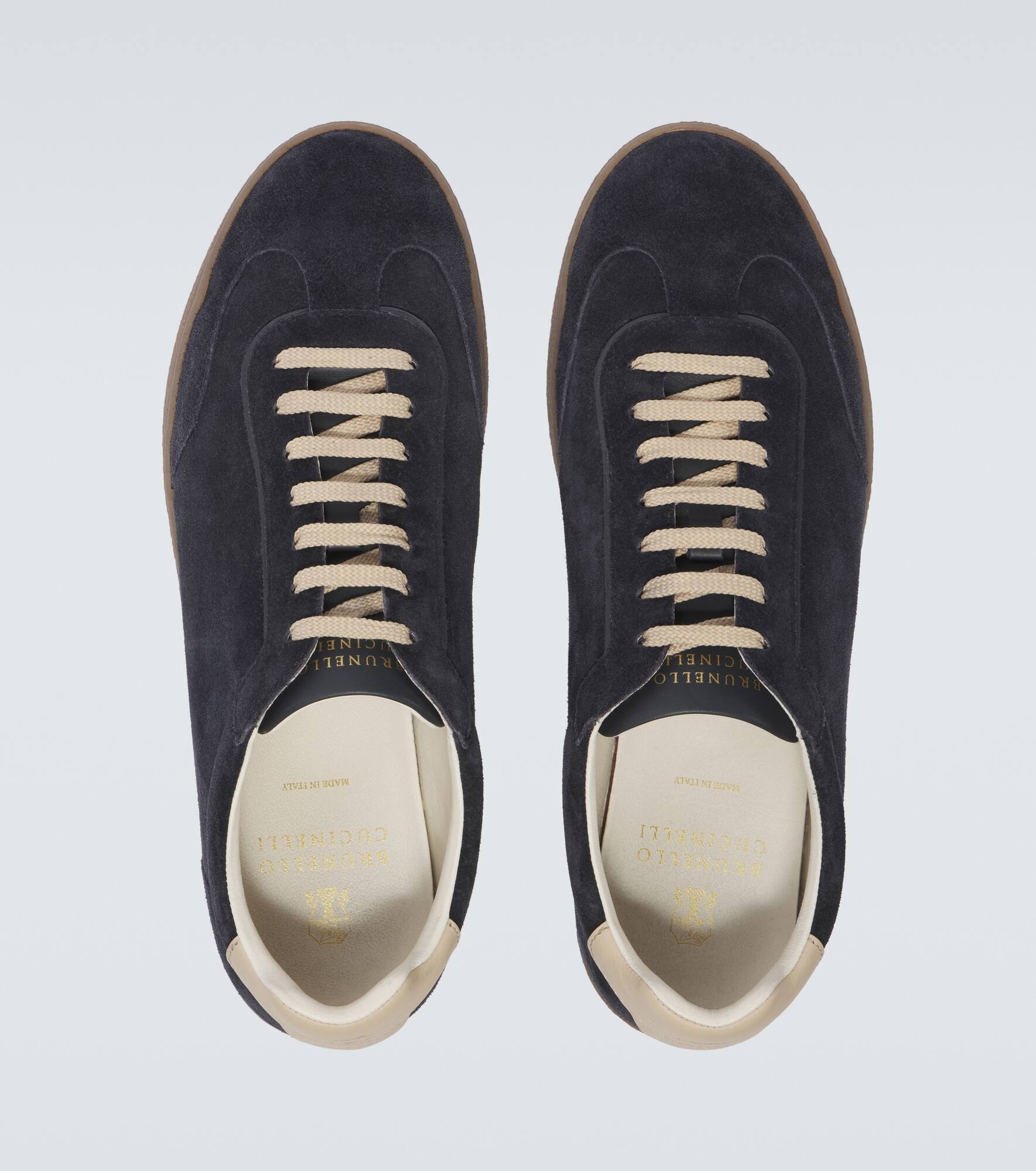 Leather-trimmed suede sneakers - 4