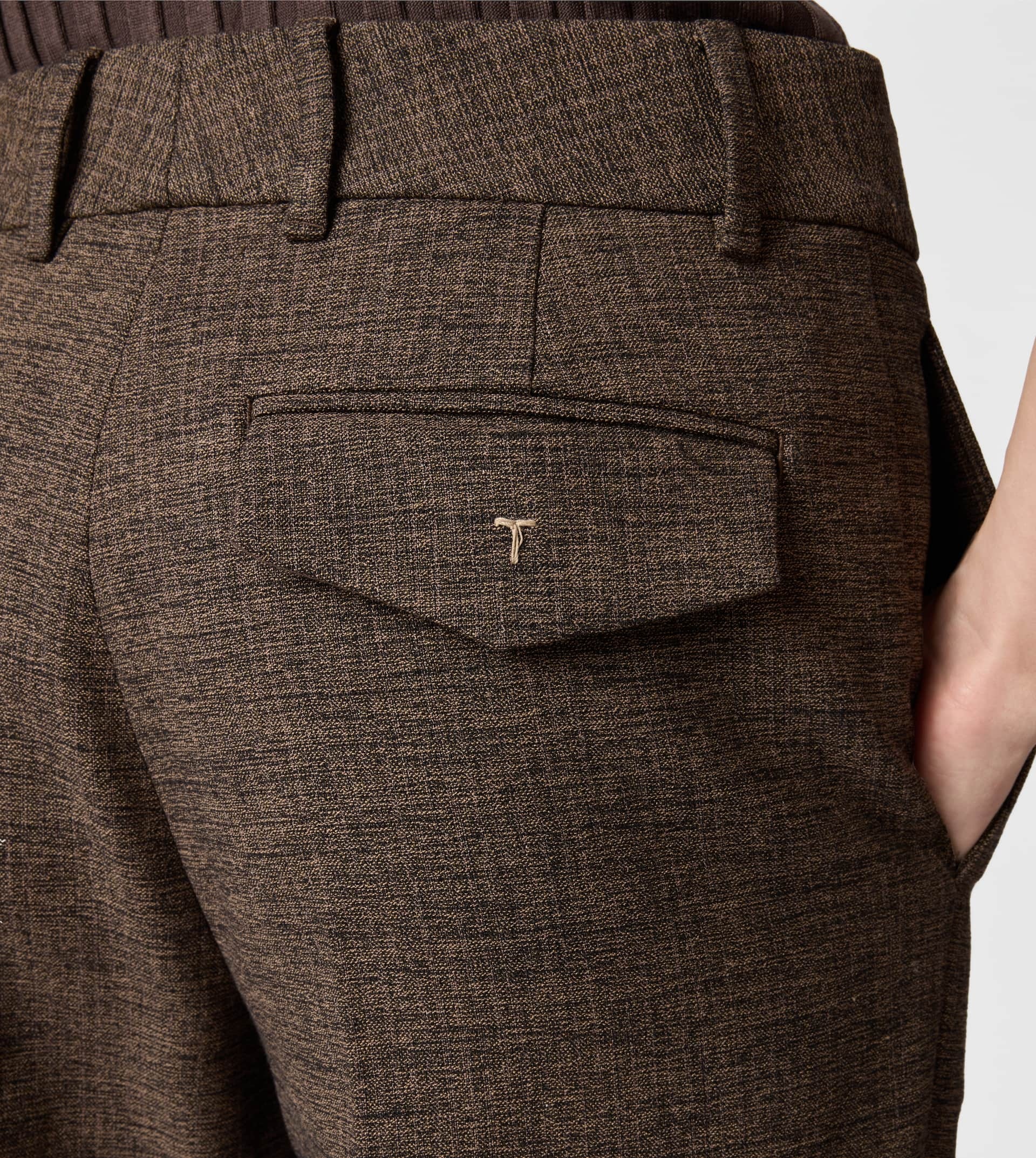 COTTON BLEND PANTS - BROWN - 5