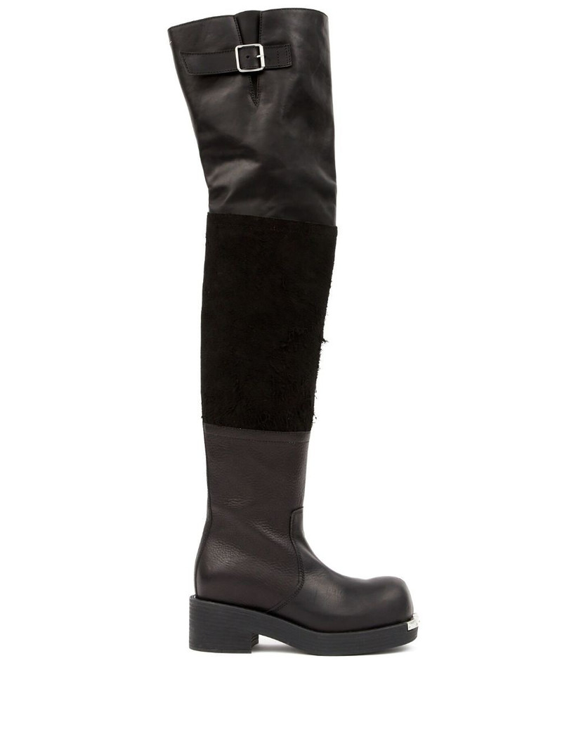 panelled buckled leather boots 1