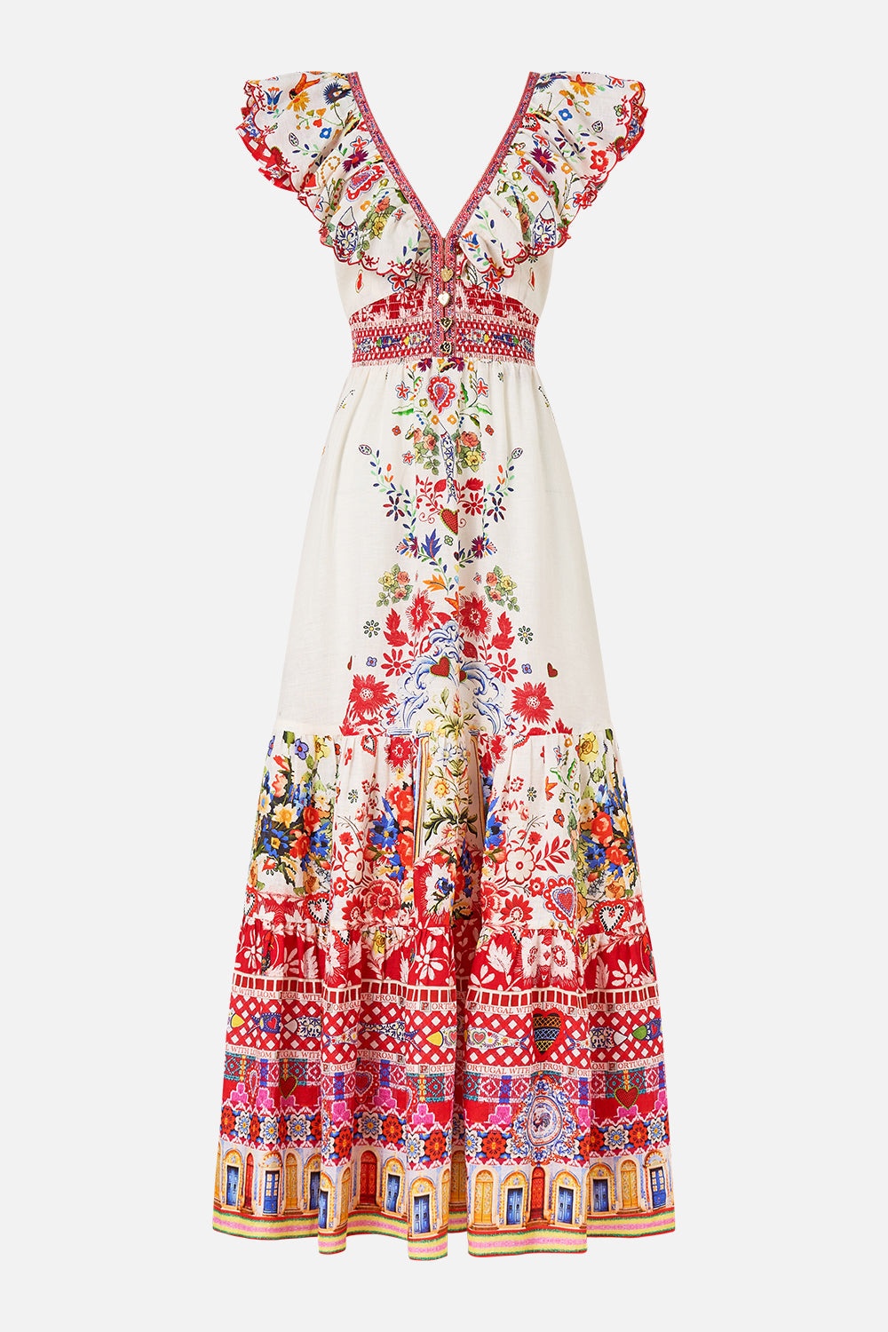TIERED DRESS WITH NECK FRILL - 1
