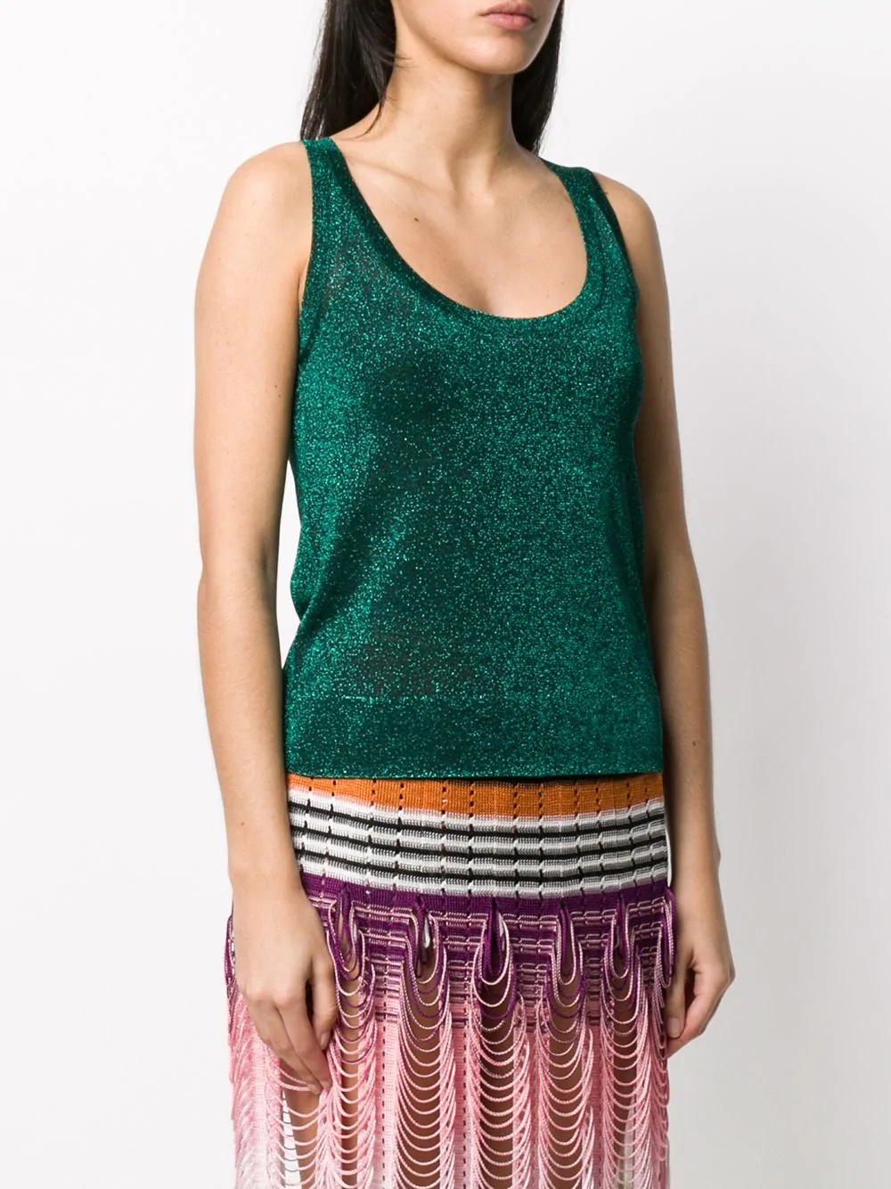 metallic threaded vest top - 3