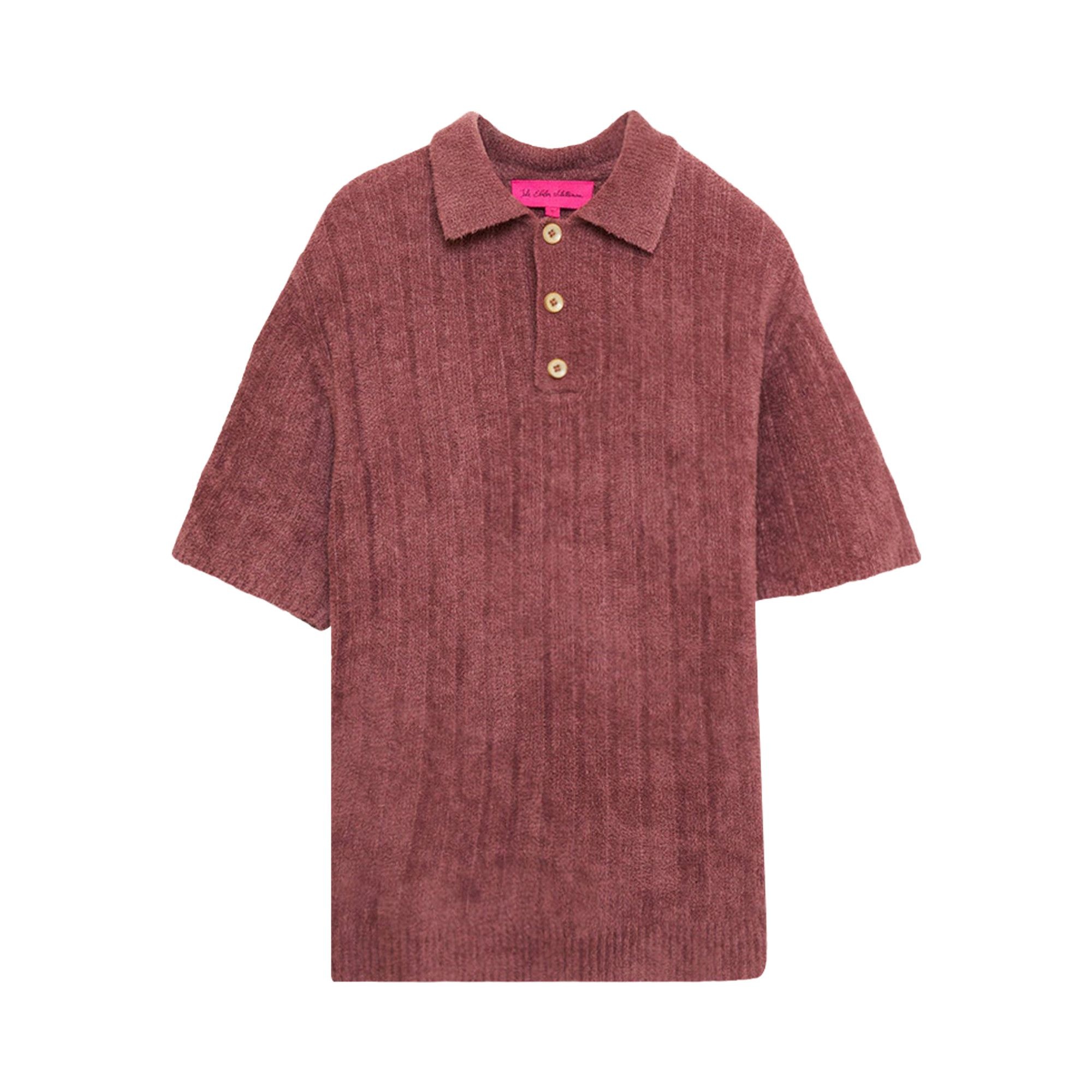 The Elder Statesman Chenille Rib Short-Sleeve Polo 'Napa' - 1
