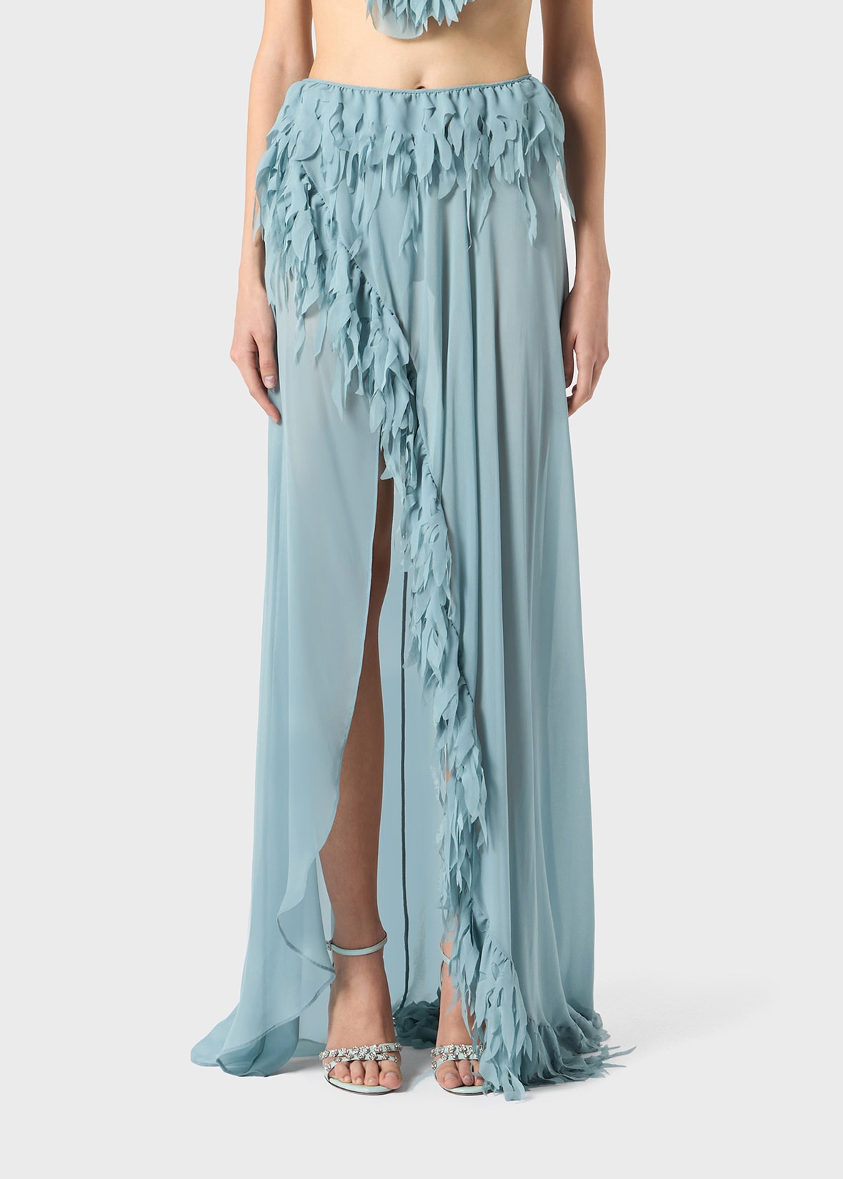 LONG SKIRT IN GEORGETTE WITH FRINGES - 3