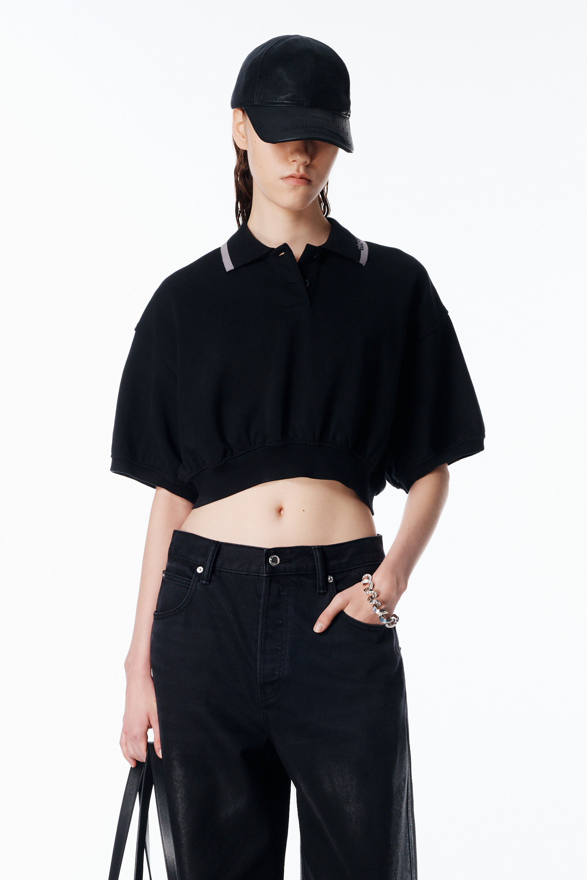 Cropped Cinched Cotton Polo - 2