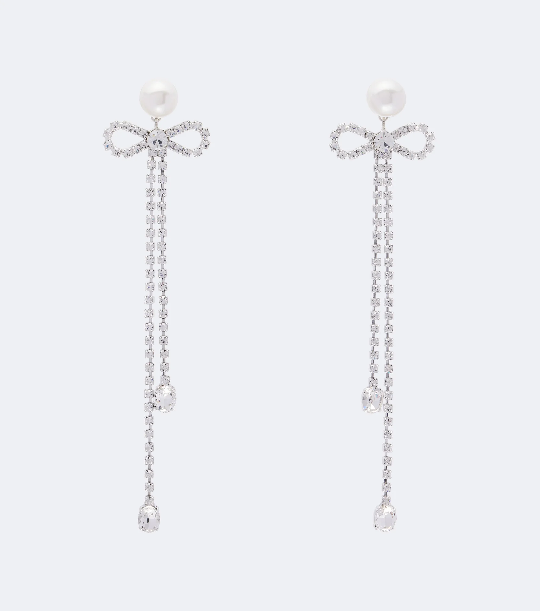 Embellished faux pearl drop earrings - 1