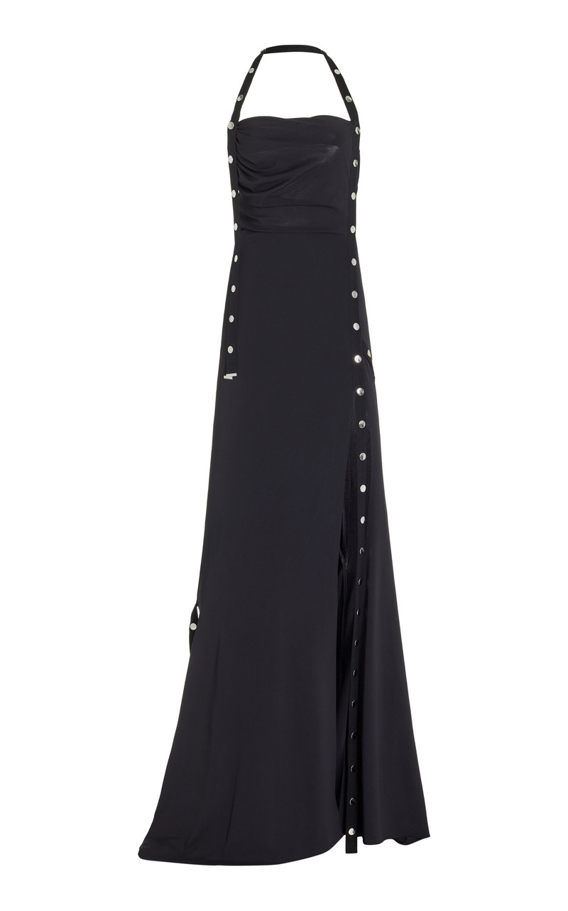 Strap-Detailed Jersey Maxi Halter Dress black - 1