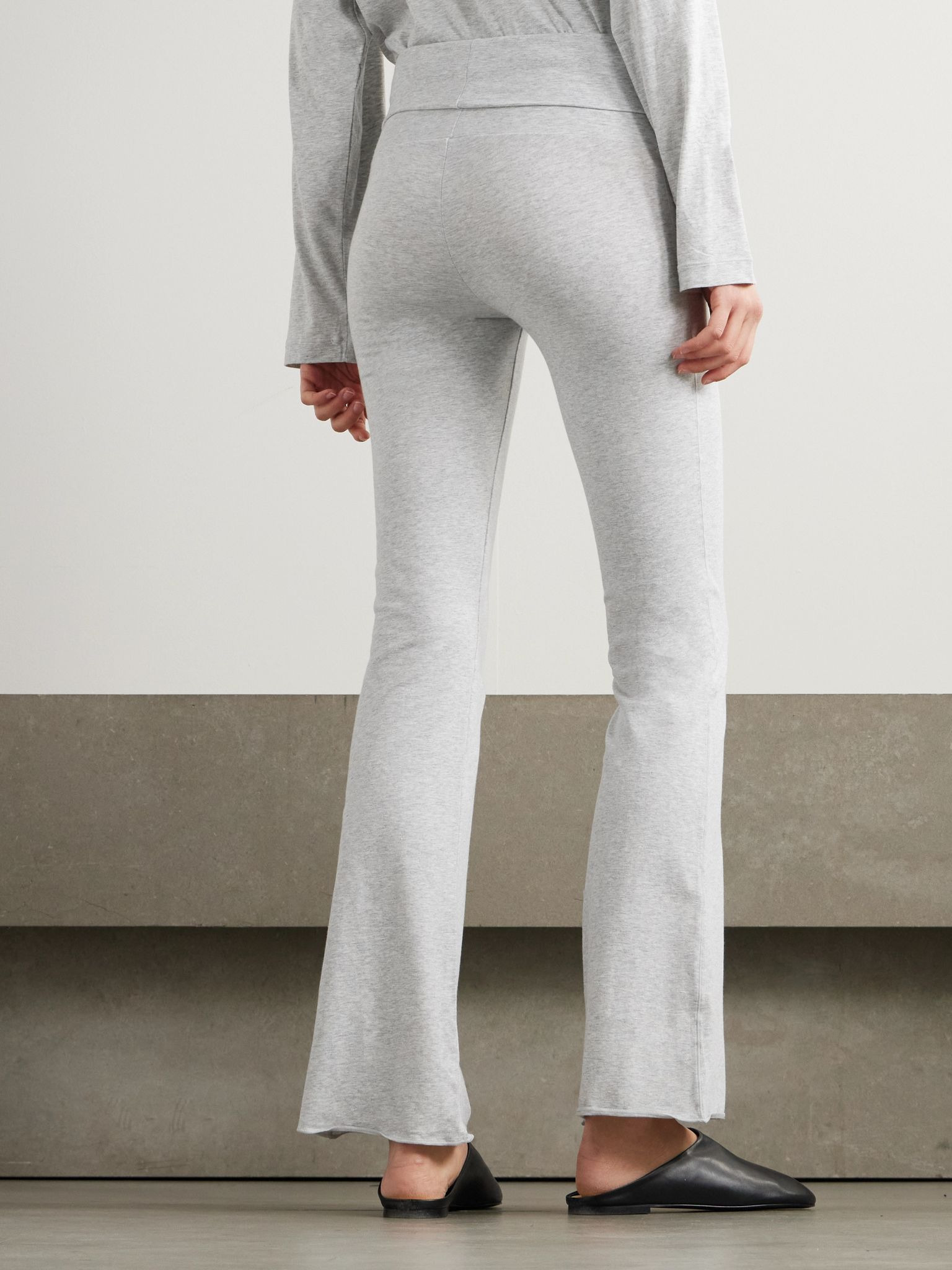 Stretch-Cotton Jersey Foldover Pants - Light Heather Grey Light gray - 3