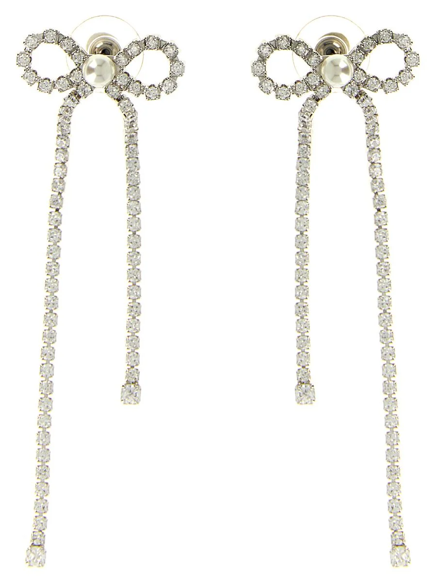 Self-Portrait 'Crystal Droplet Bow' Earrings - 1