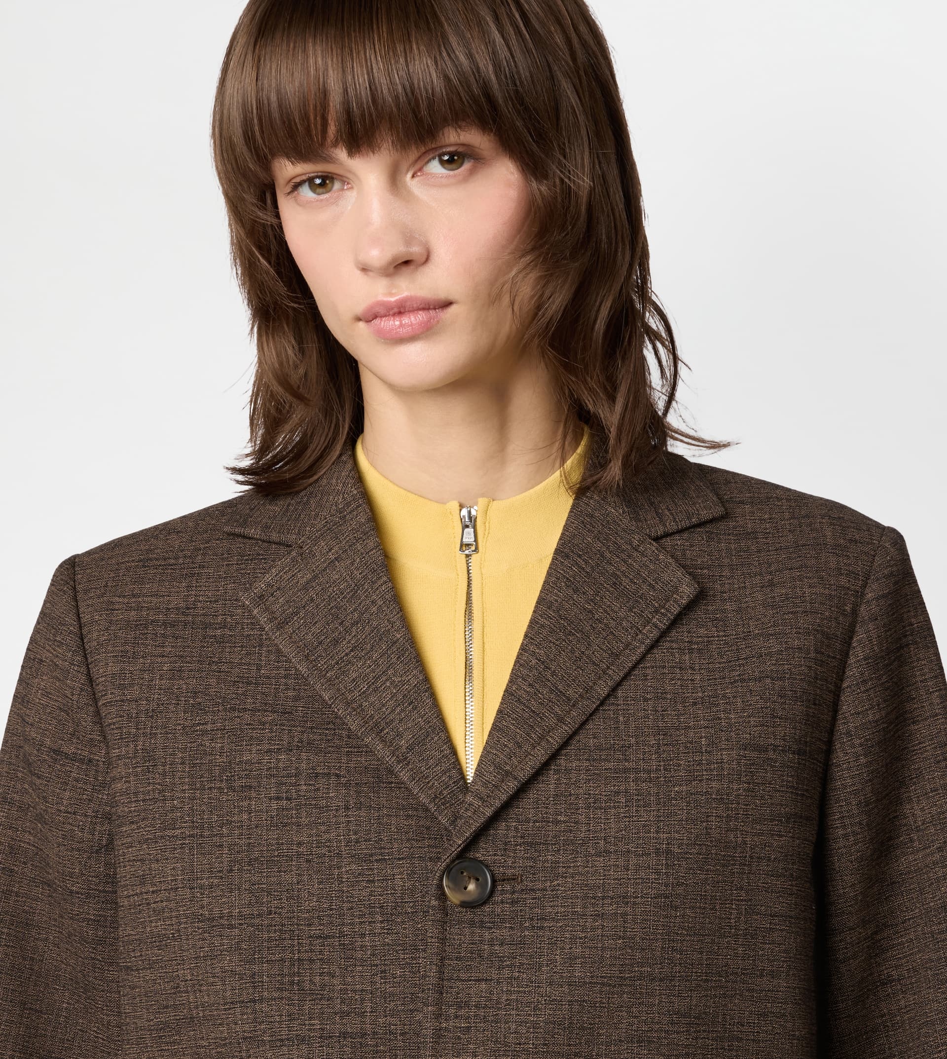 COTTON BLEND JACKET - BROWN - 6