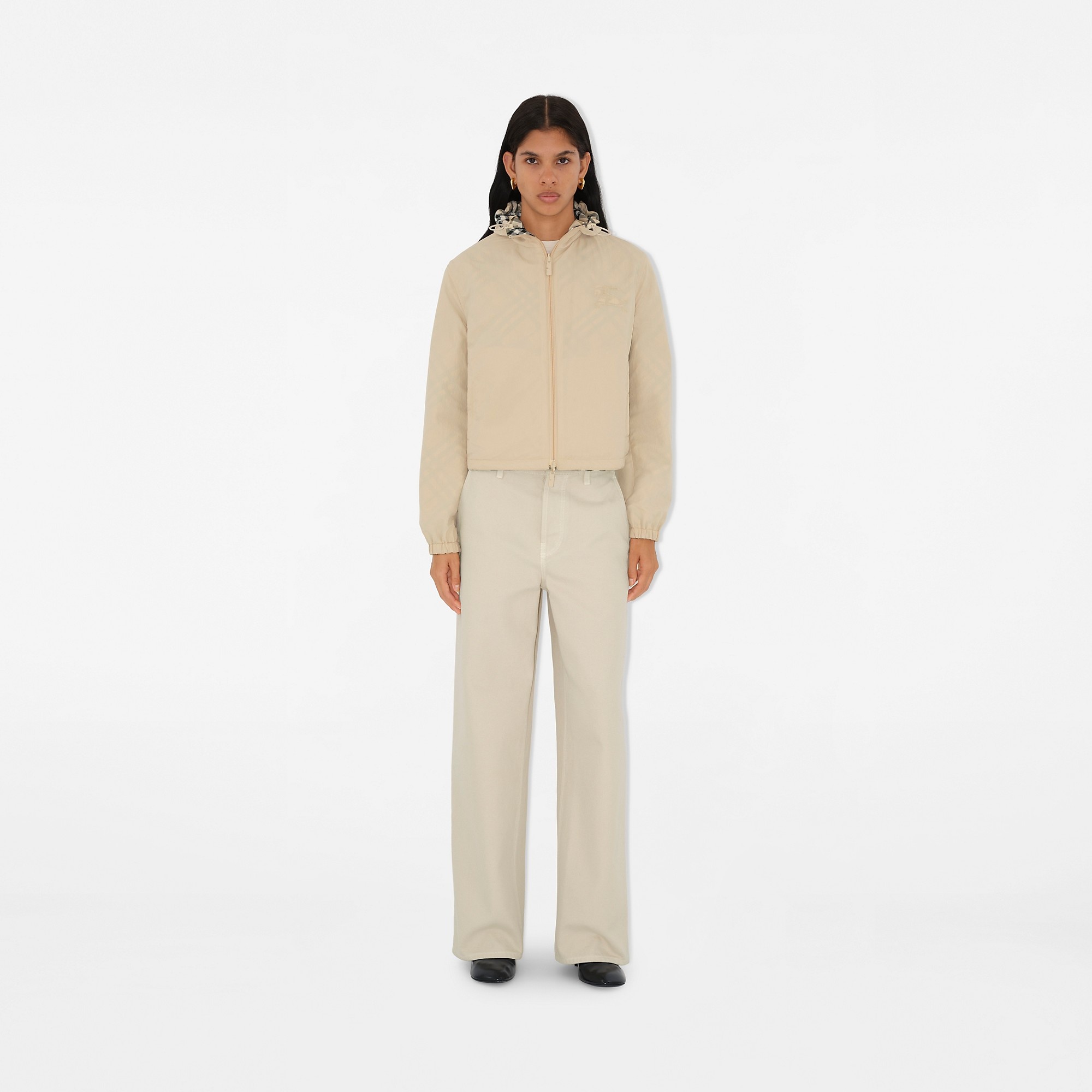 Cropped Reversible Check Jacket - 3