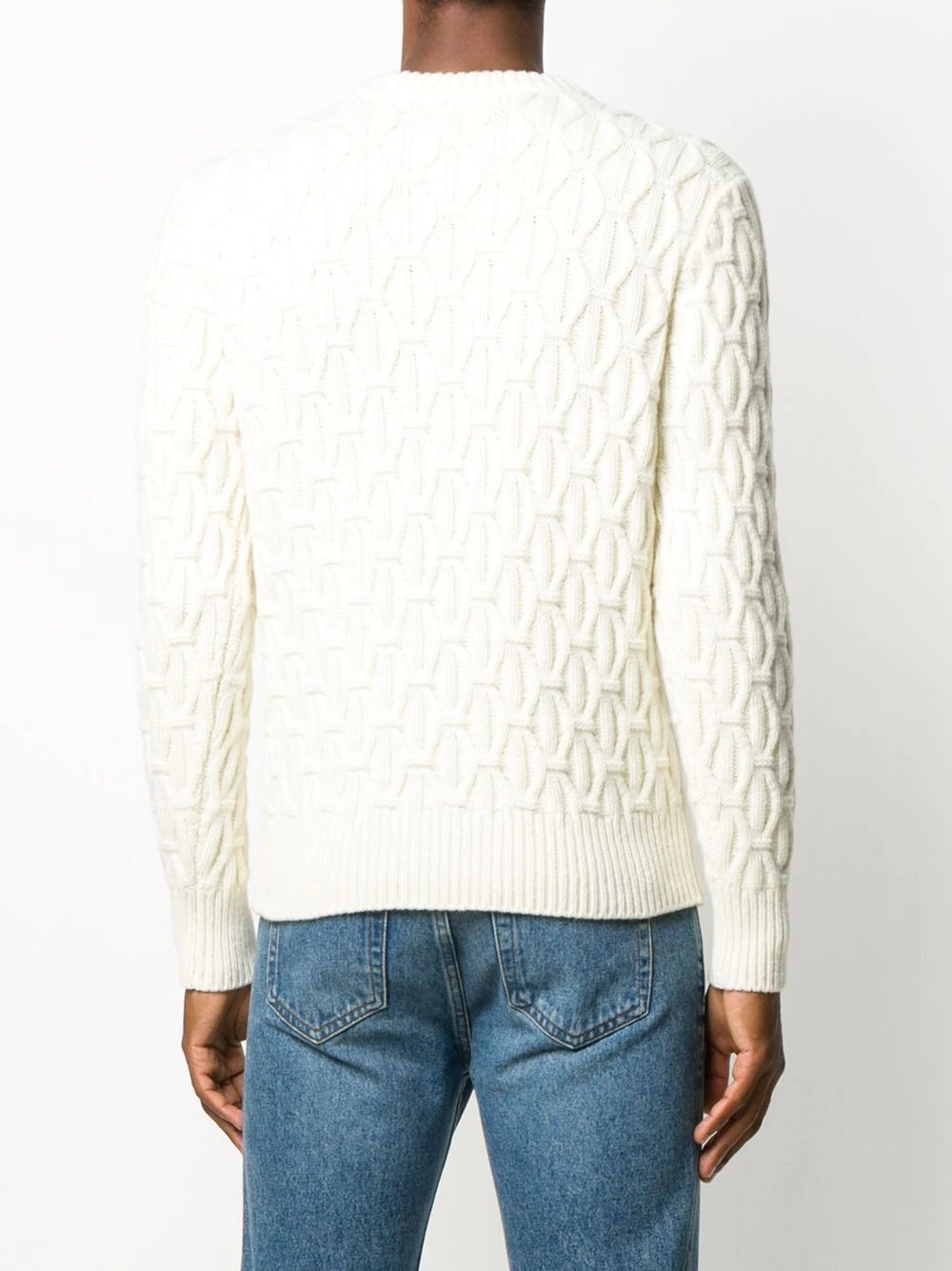 wavy-pattern knitted jumper - 4