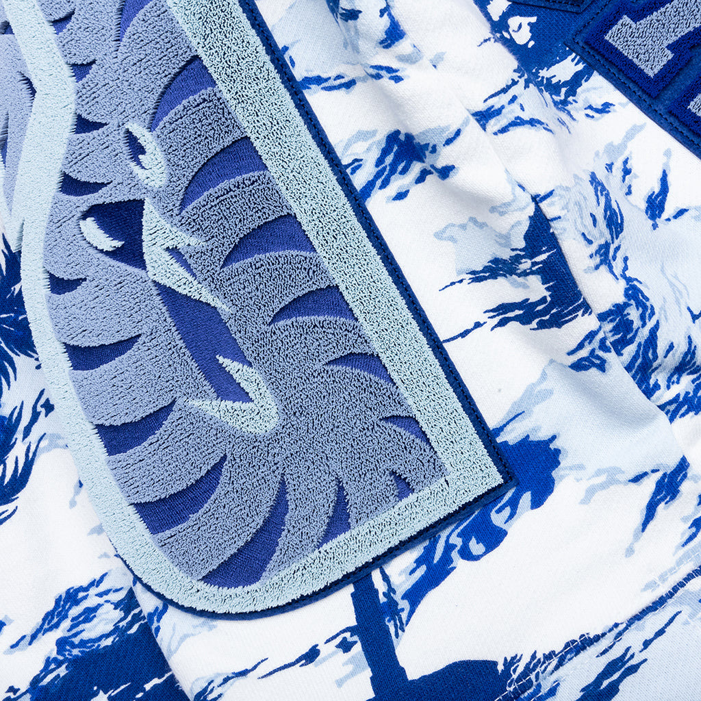 PALM TREE CAMO RELAXED FIT SHARK FULL ZIP HOODIE - BLUE - 6