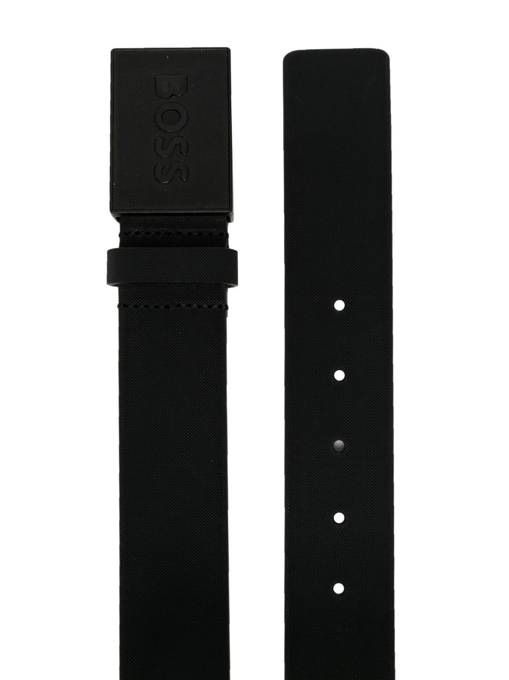 logo-plaque leather belt - 2