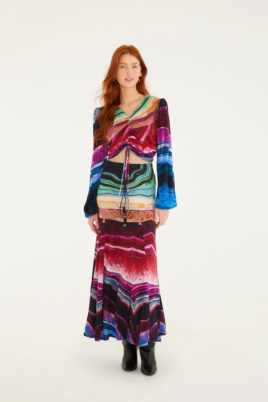 Multicolor Precious Gems Maxi Skirt - 1