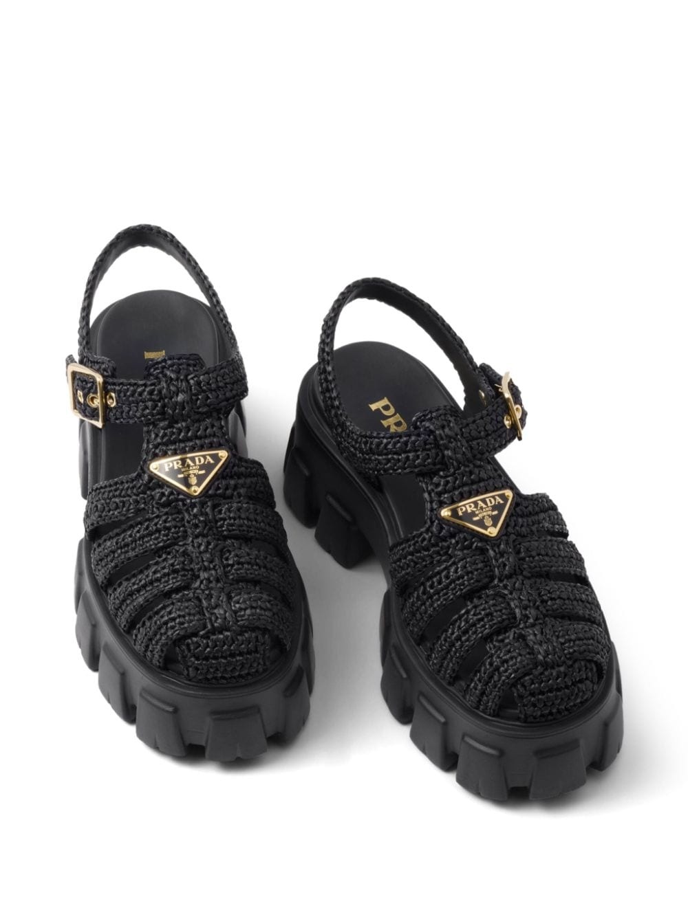 caged flatform raffia sandals - 4