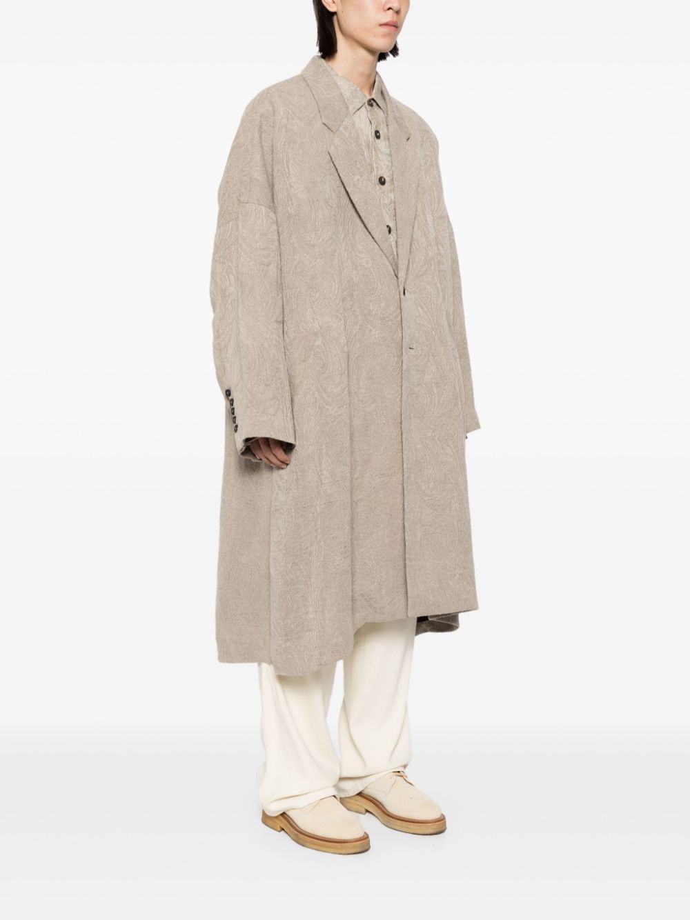 single breasted buttoned coat - 3