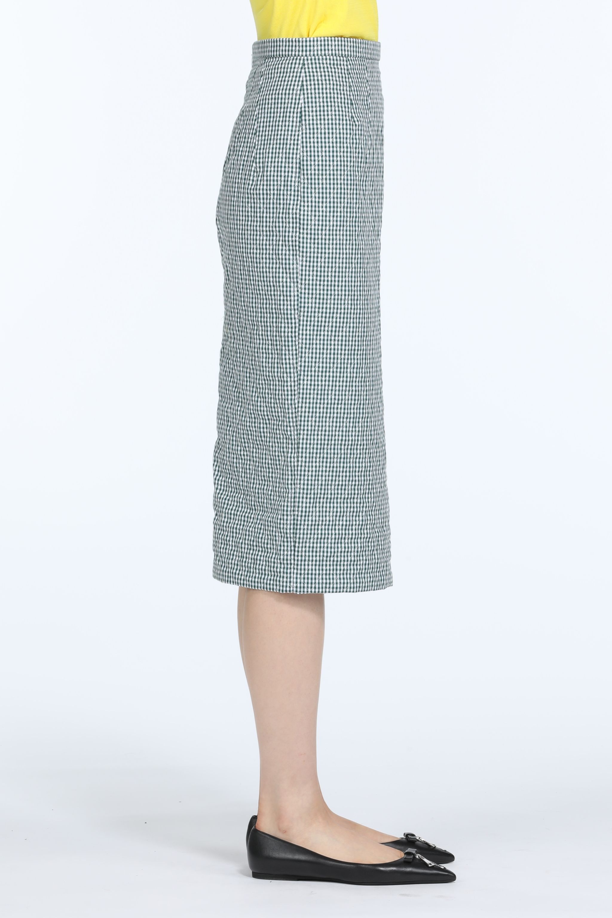 GINGHAM PRINT MIDI SKIRT - 3