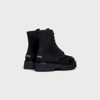 CELINE CELINE BULKY LACE-UP BOOTS in CANVAS & SHINY BULL