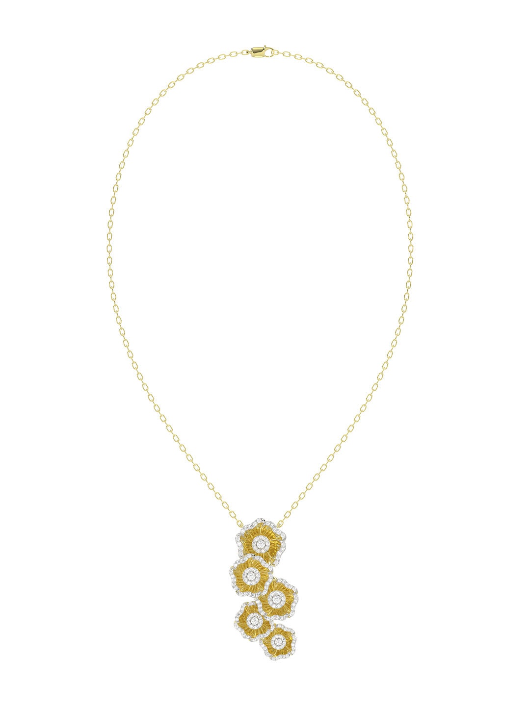 HALO FLOWER YELLOW GOLD NECKLACE - 1