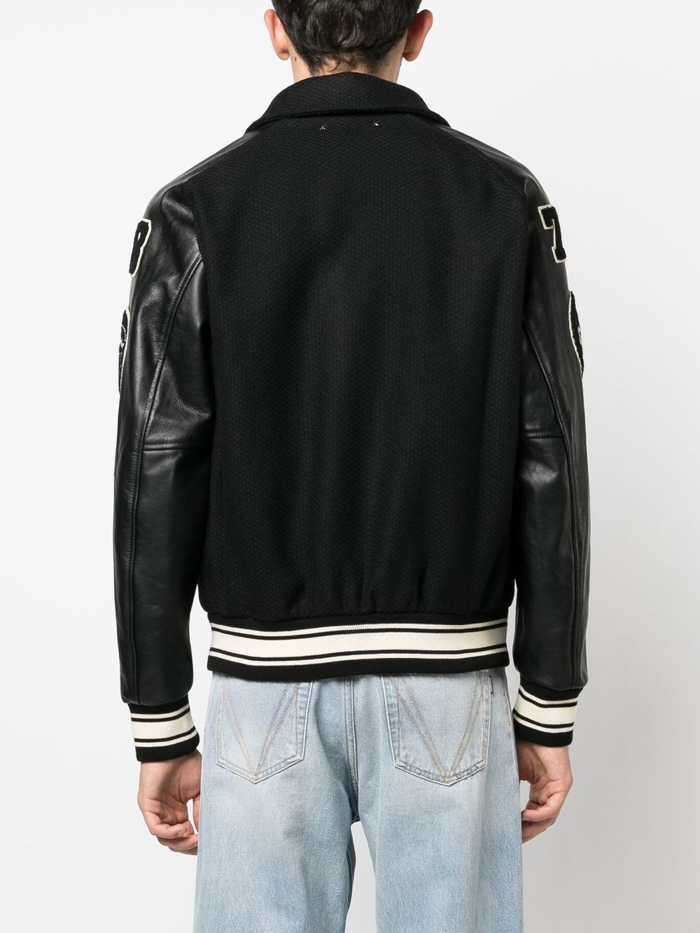 Wool and leather bomber jacket - 3