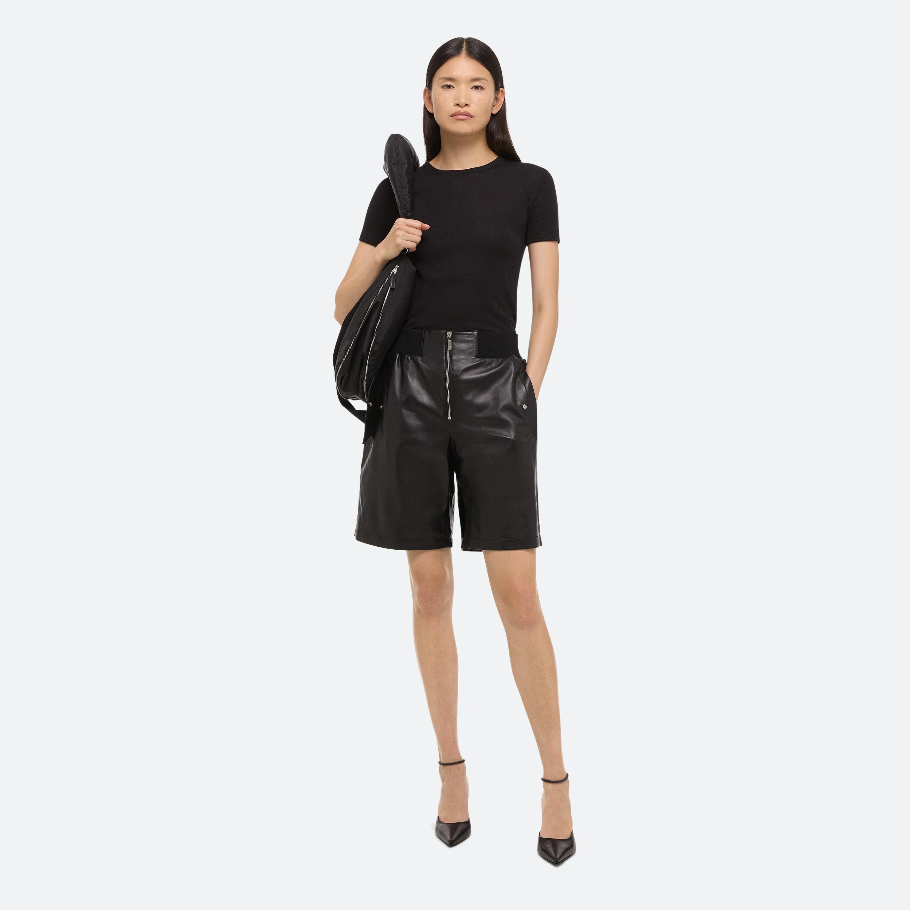 LEATHER BOMBER SHORTS - 2