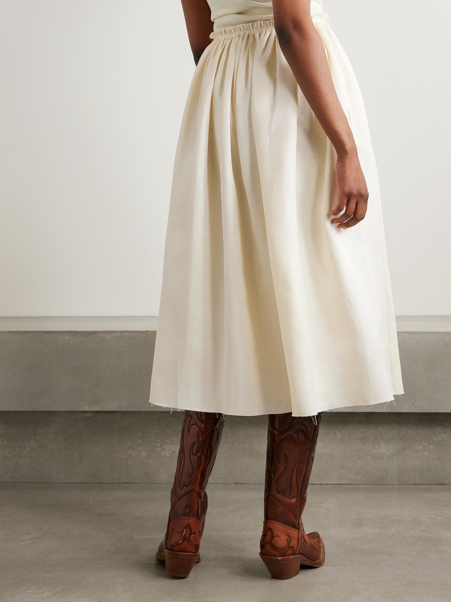 Chiara linen midi skirt Ivory - 4