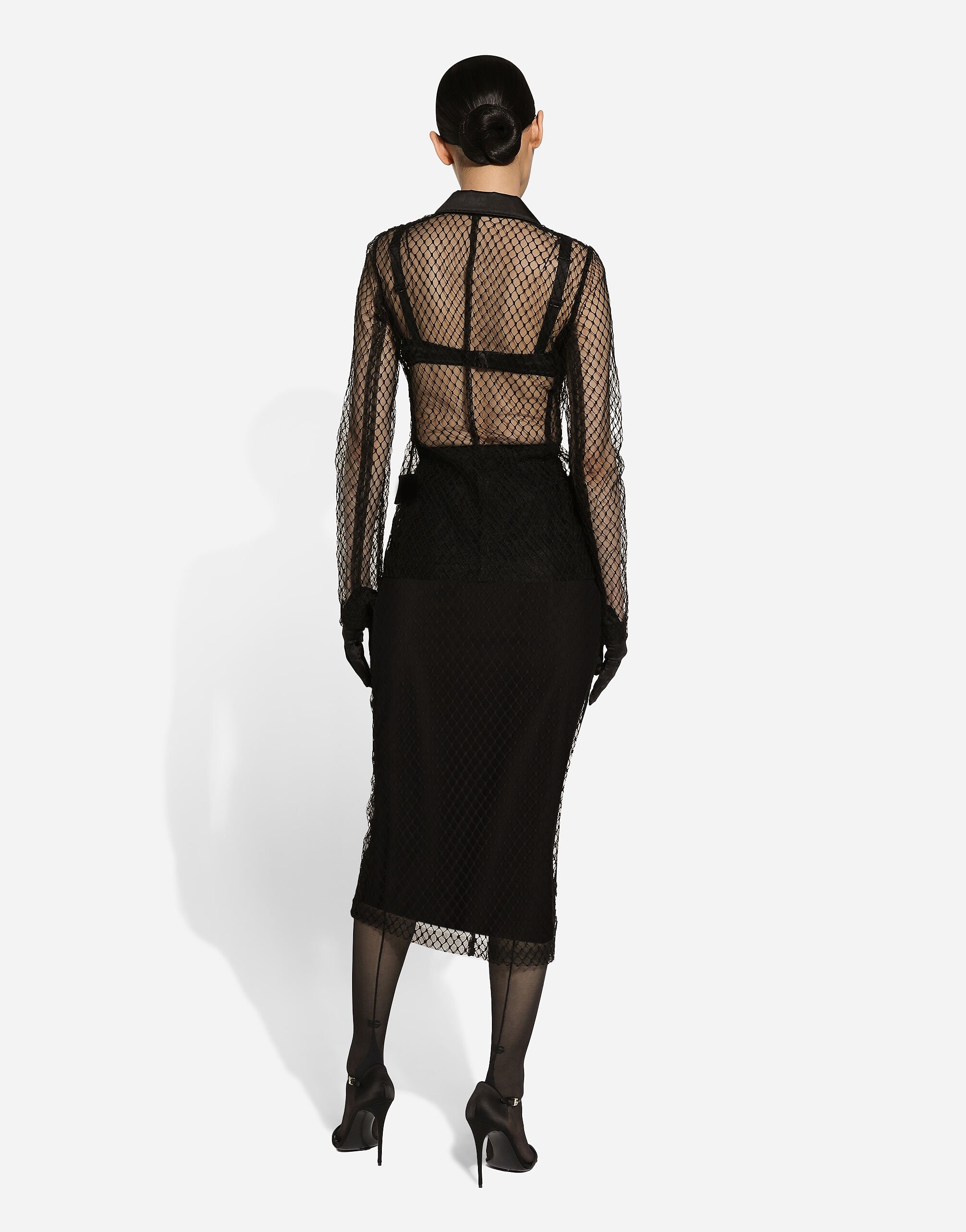 Mesh calf-length pencil skirt - 4