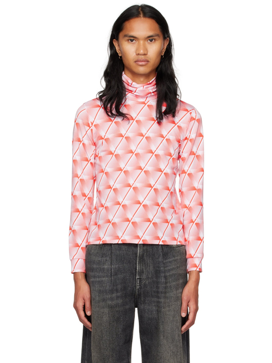 Orange Printed Turtleneck - 1