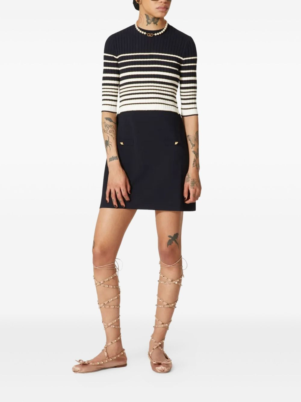 striped knitted minidress - 3