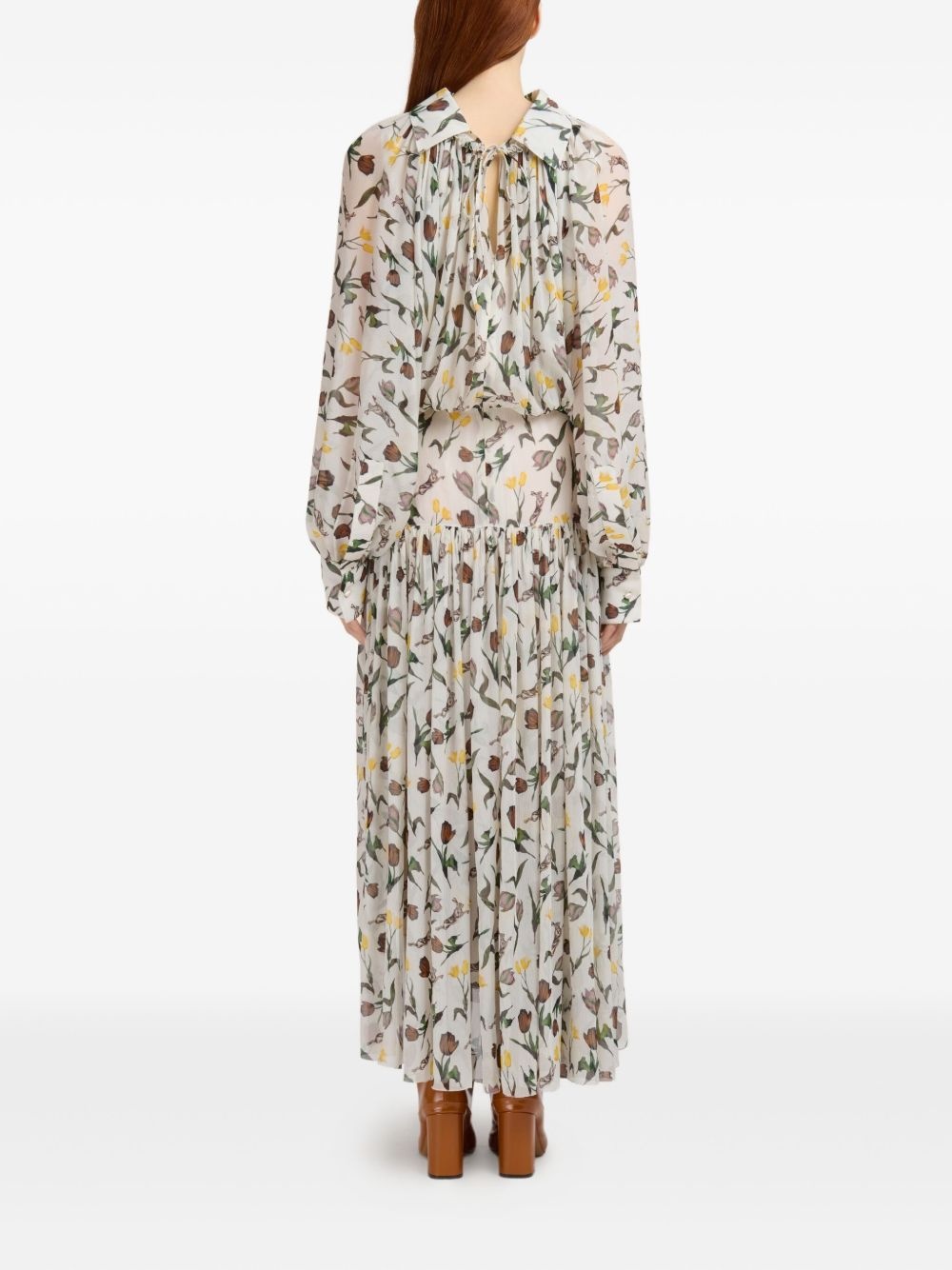 floral-print ruffled dress - 4