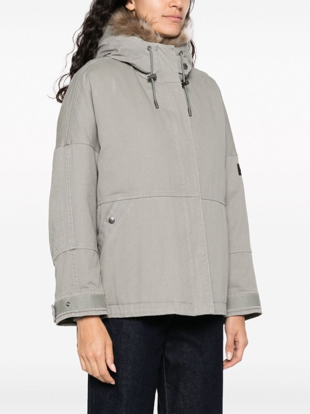 shearling-trim padded jacket - 3