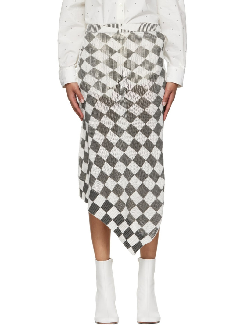 Grey & White Cotton Midi Skirt 1