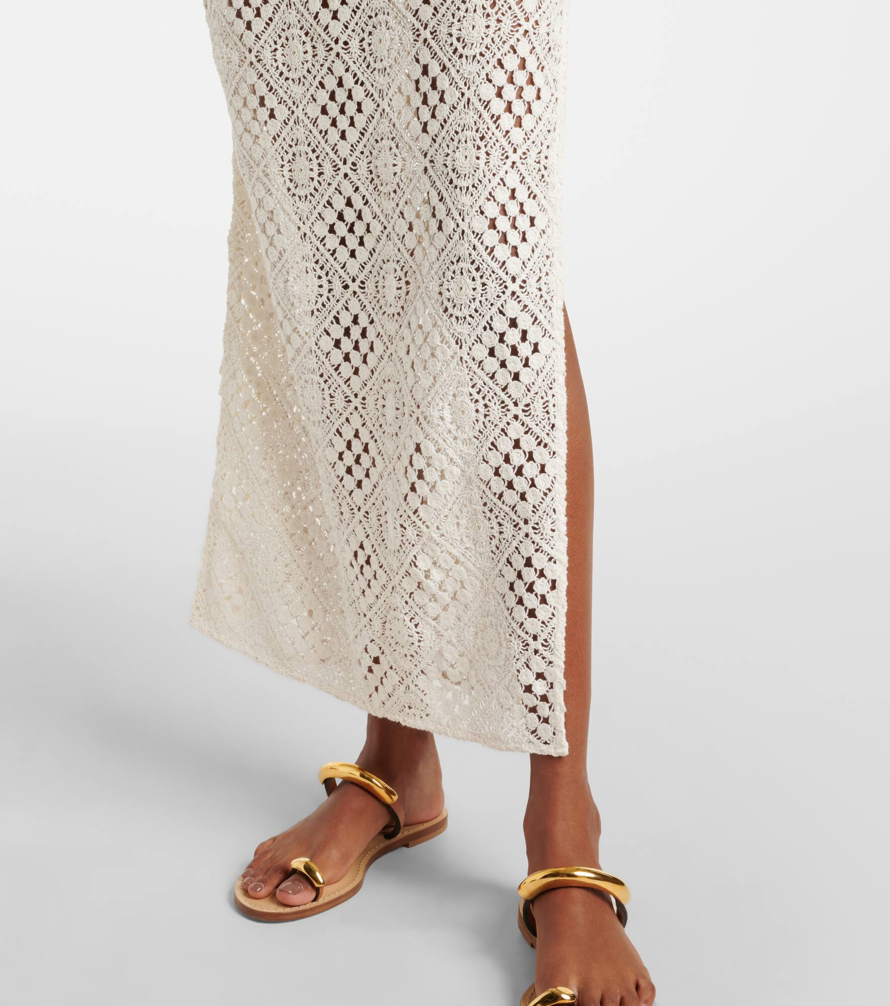 Rayure crochet cotton maxi dress - 5