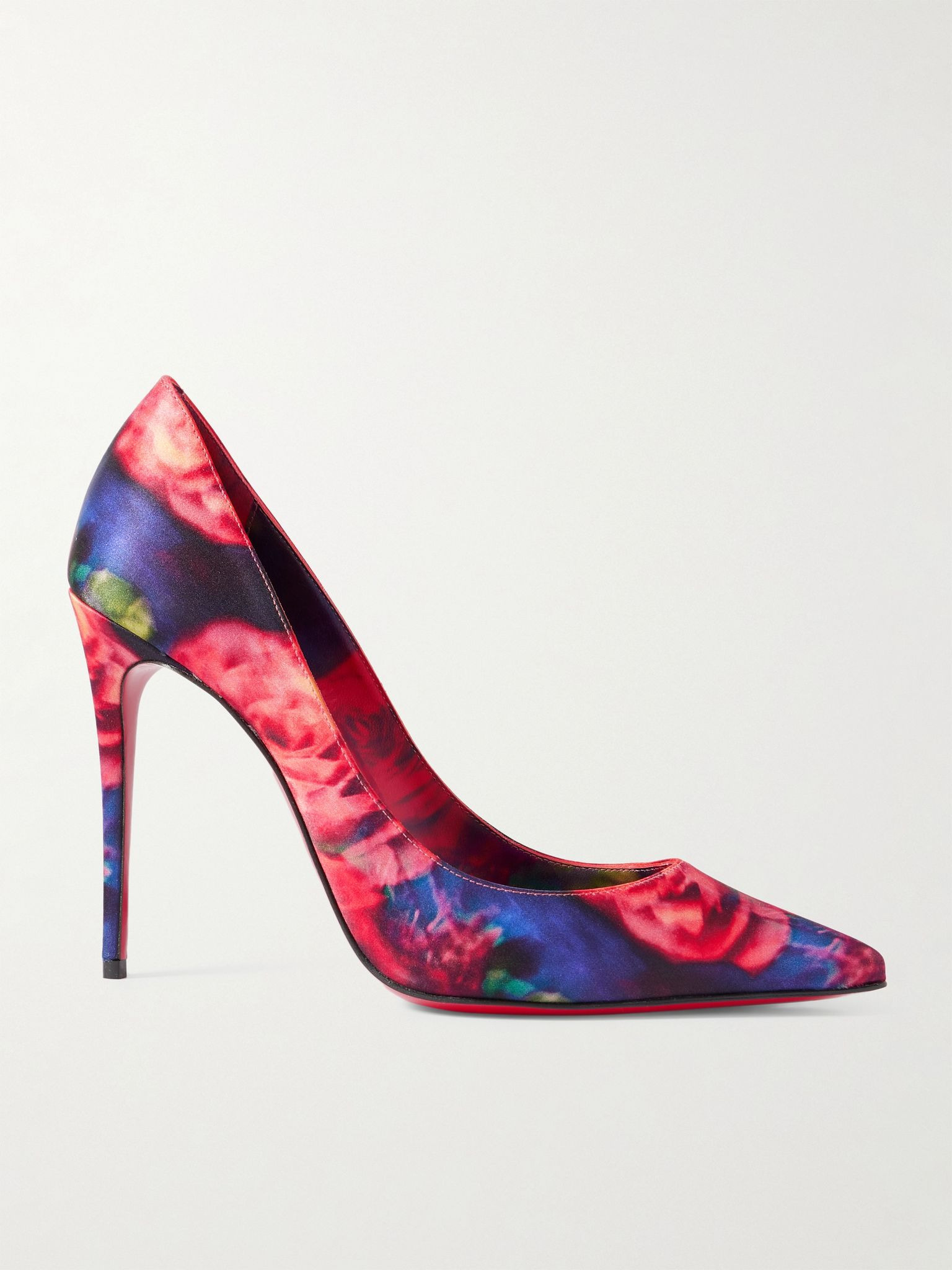 Kate 100 floral-print satin-crepe pumps Pink - 1