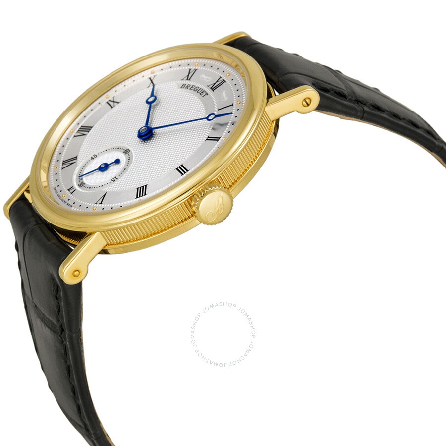 Breguet Classique Silver Dial 18kt Yellow Gold Black Leather Men's Watch 5907BA12984 - 2