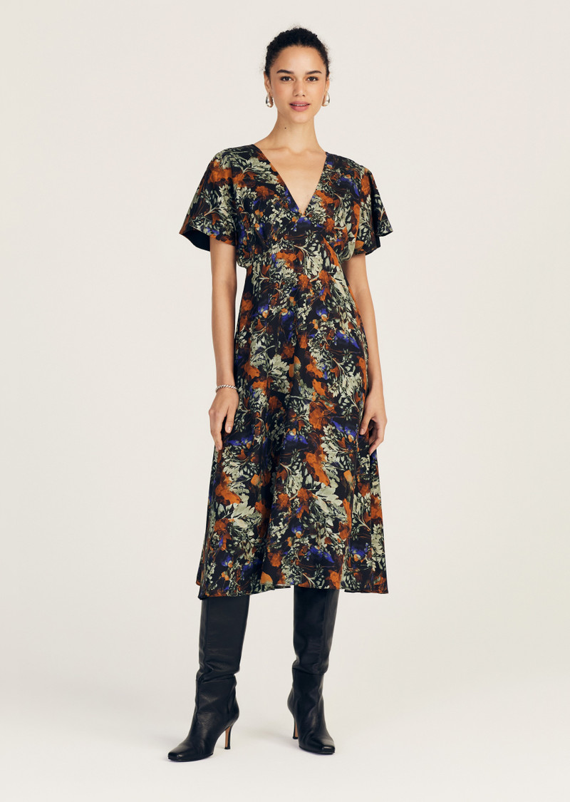 CECILE FLUTTER SLEEVE MIDI DRESS 1