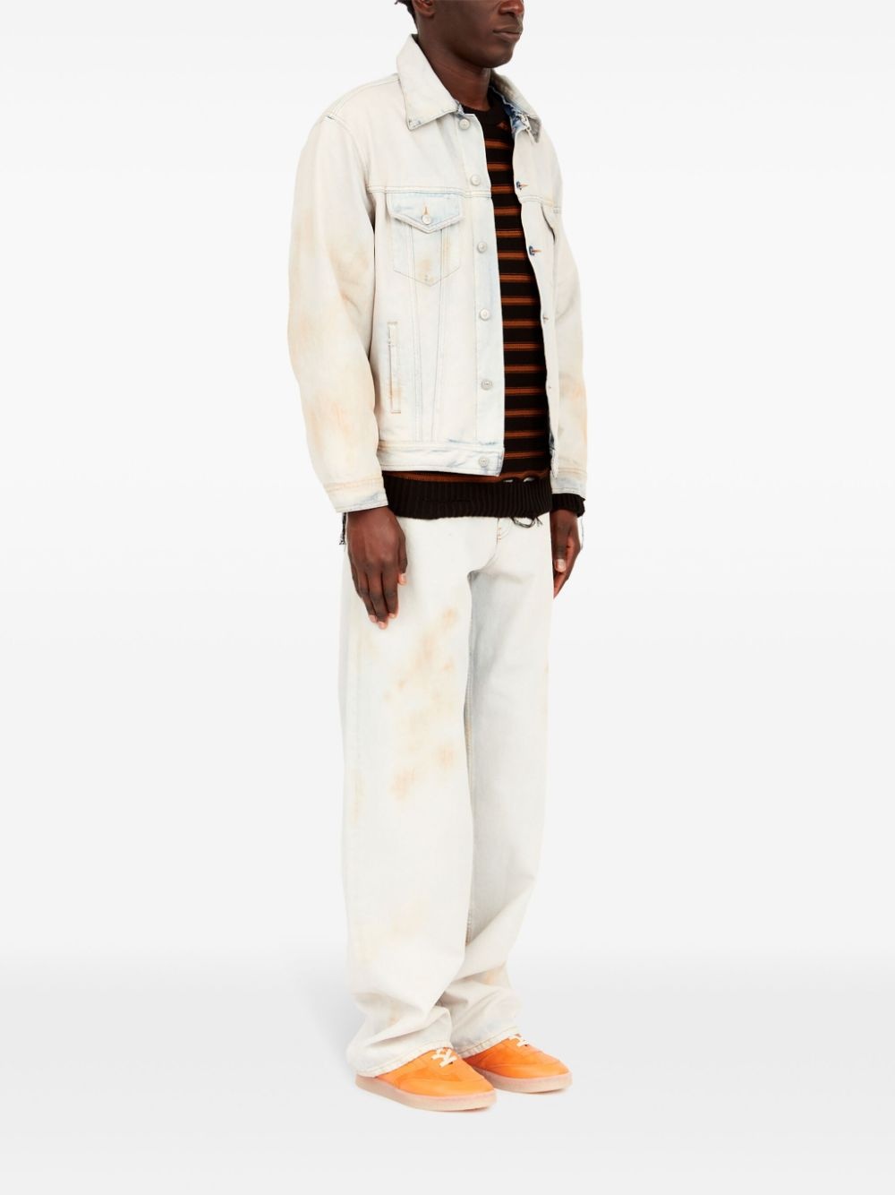 distressed-finish denim jacket - 3