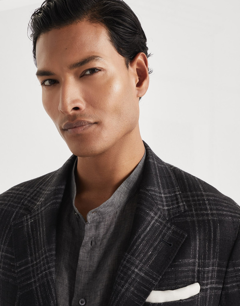 Wool, silk and linen tartan deconstructed Cavallo blazer 3