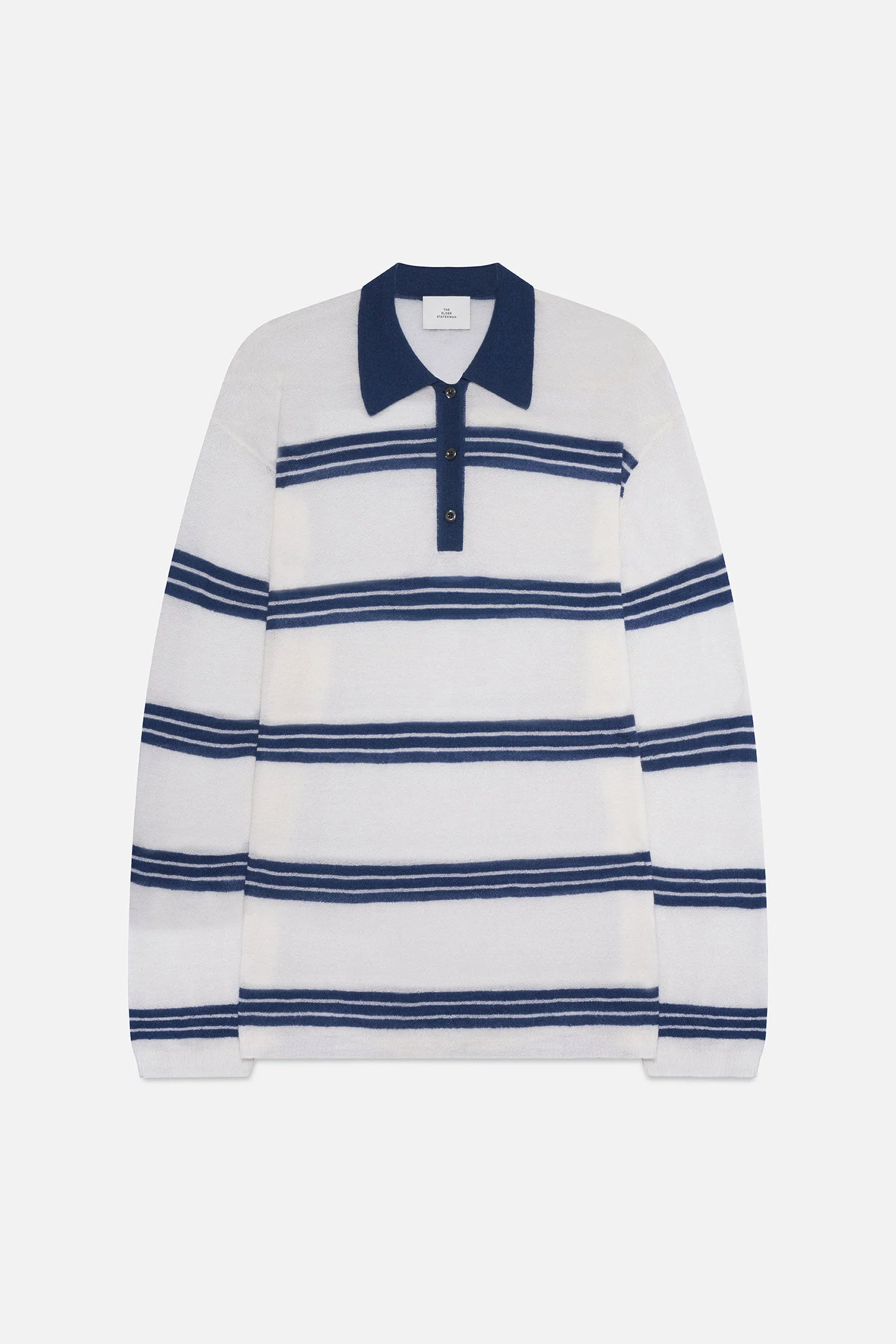 STRIPE MOHAIR LONG SLEEVE POLO - 1
