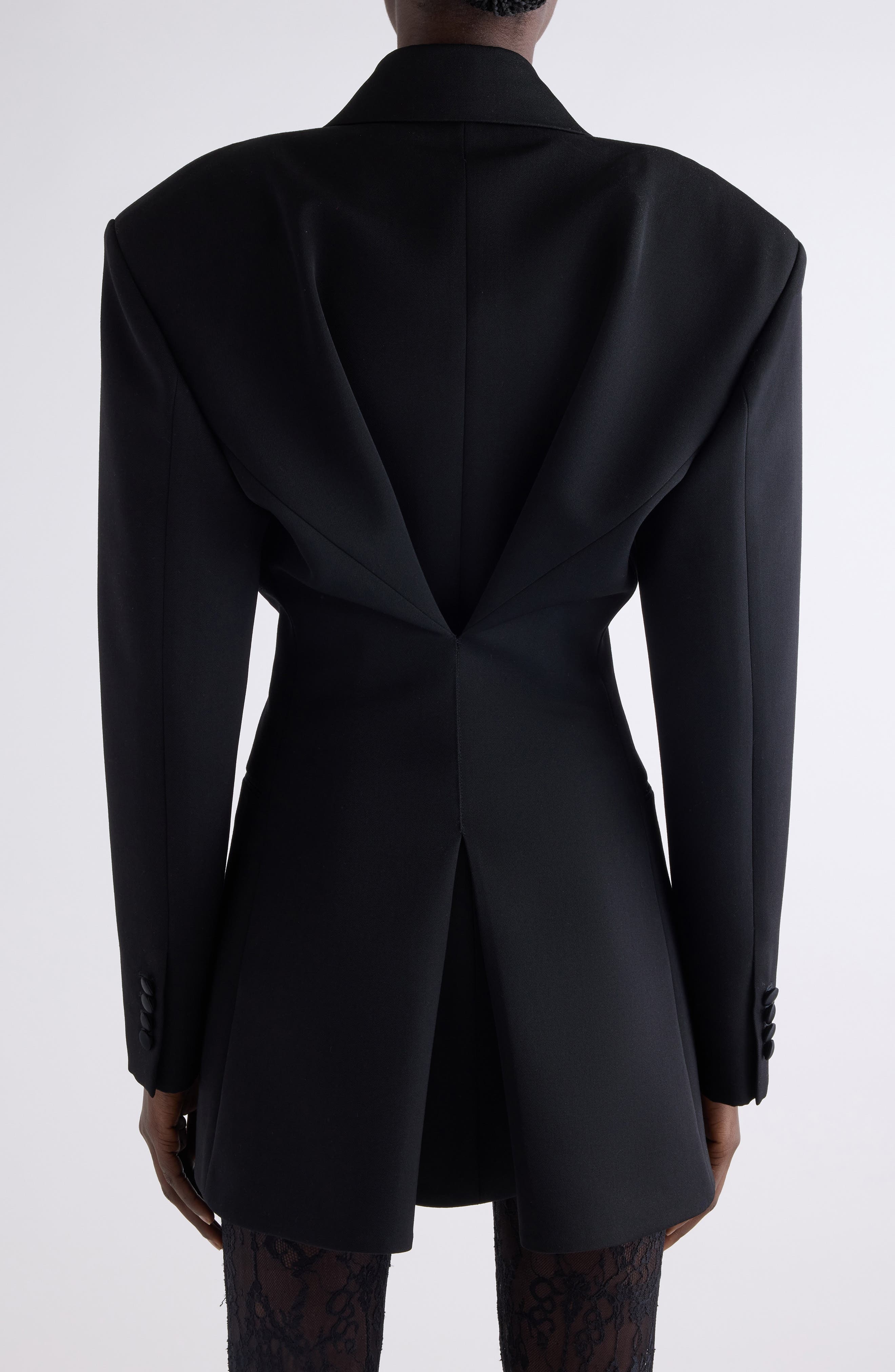 Givenchy Pleated Back Wool Smoking Jacket in Black at Nordstrom - 3