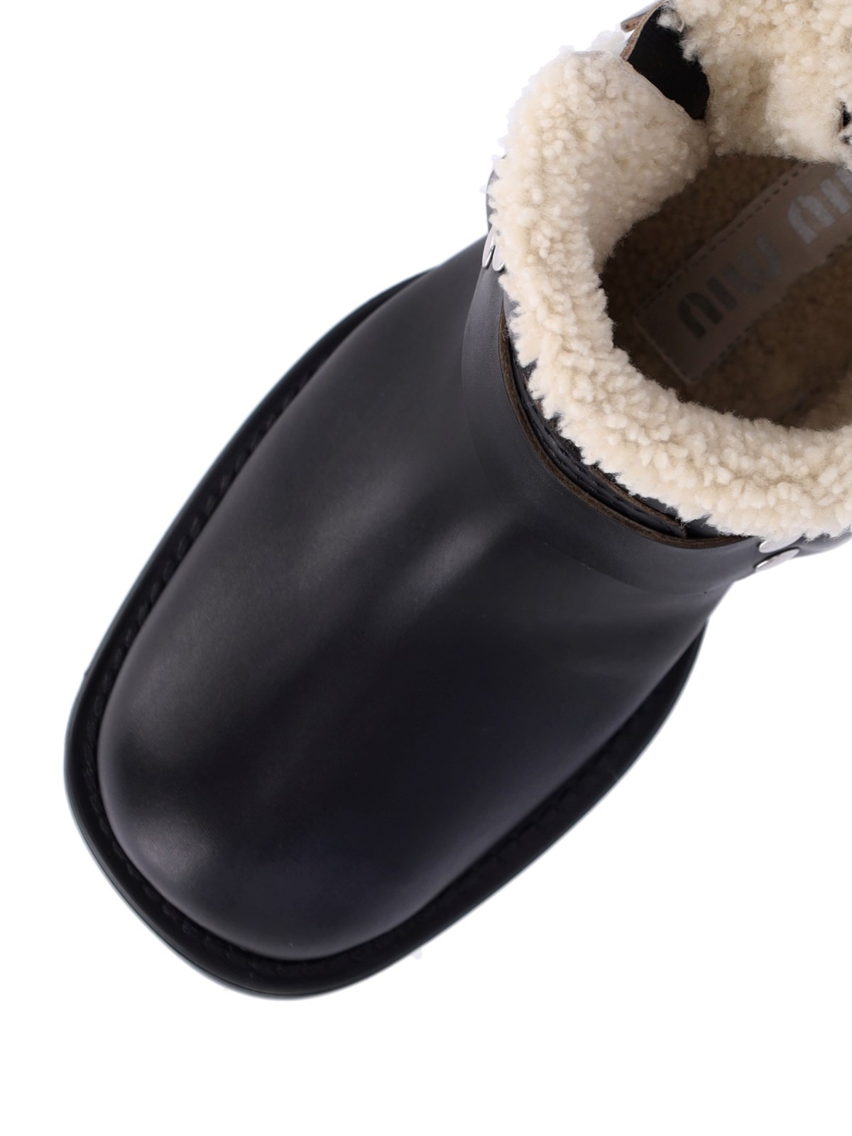 【MiuMiu】Leather boots with shearling Miu Miu SHEARLING BIKER BOOTS | REVERSIBLE