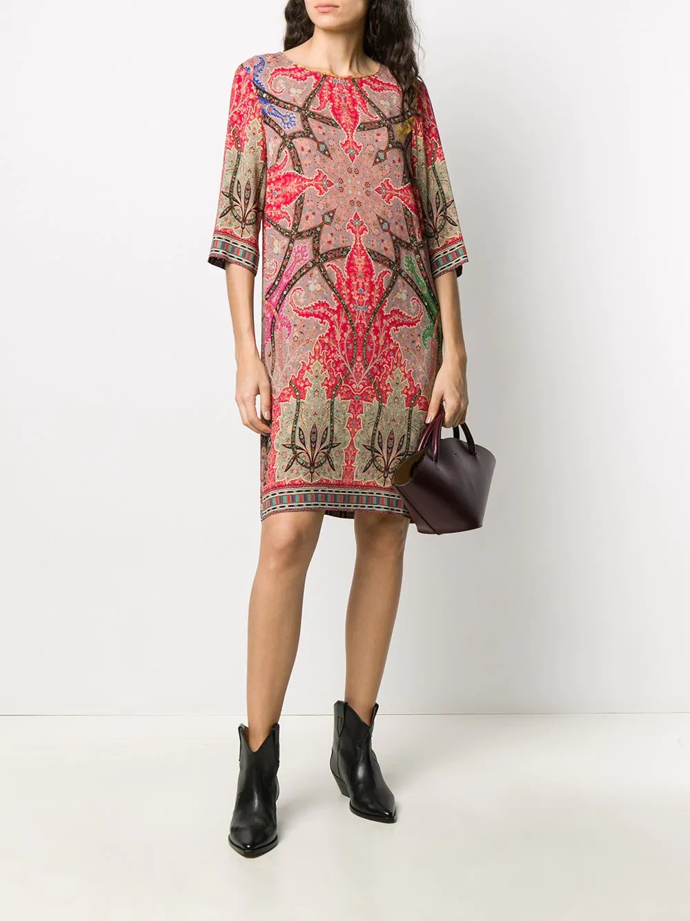 scarf print shift dress - 2