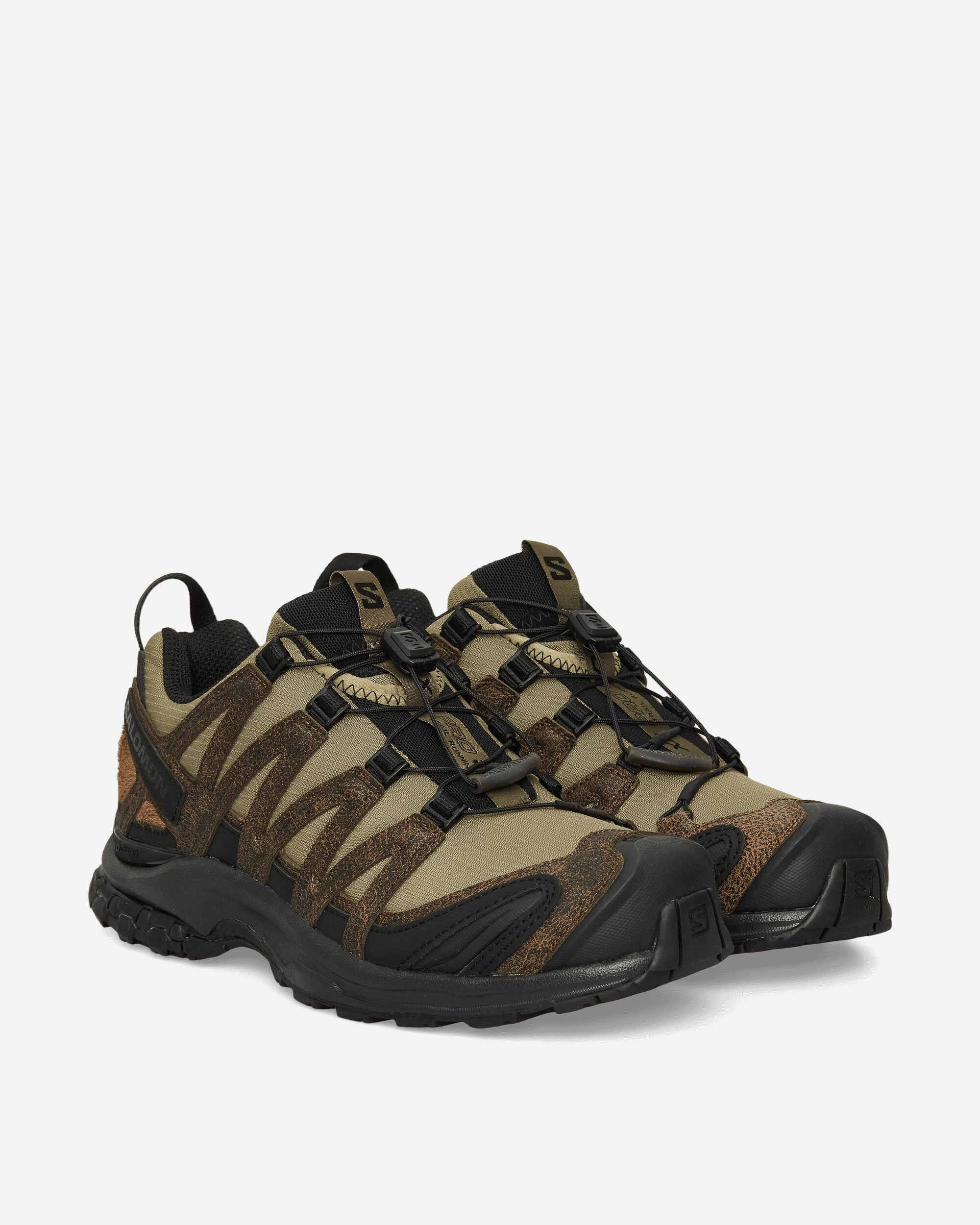 XA PRO 3D Distressed Leather Sneakers Dark Earth / Black / Deep Lichen Green - 2