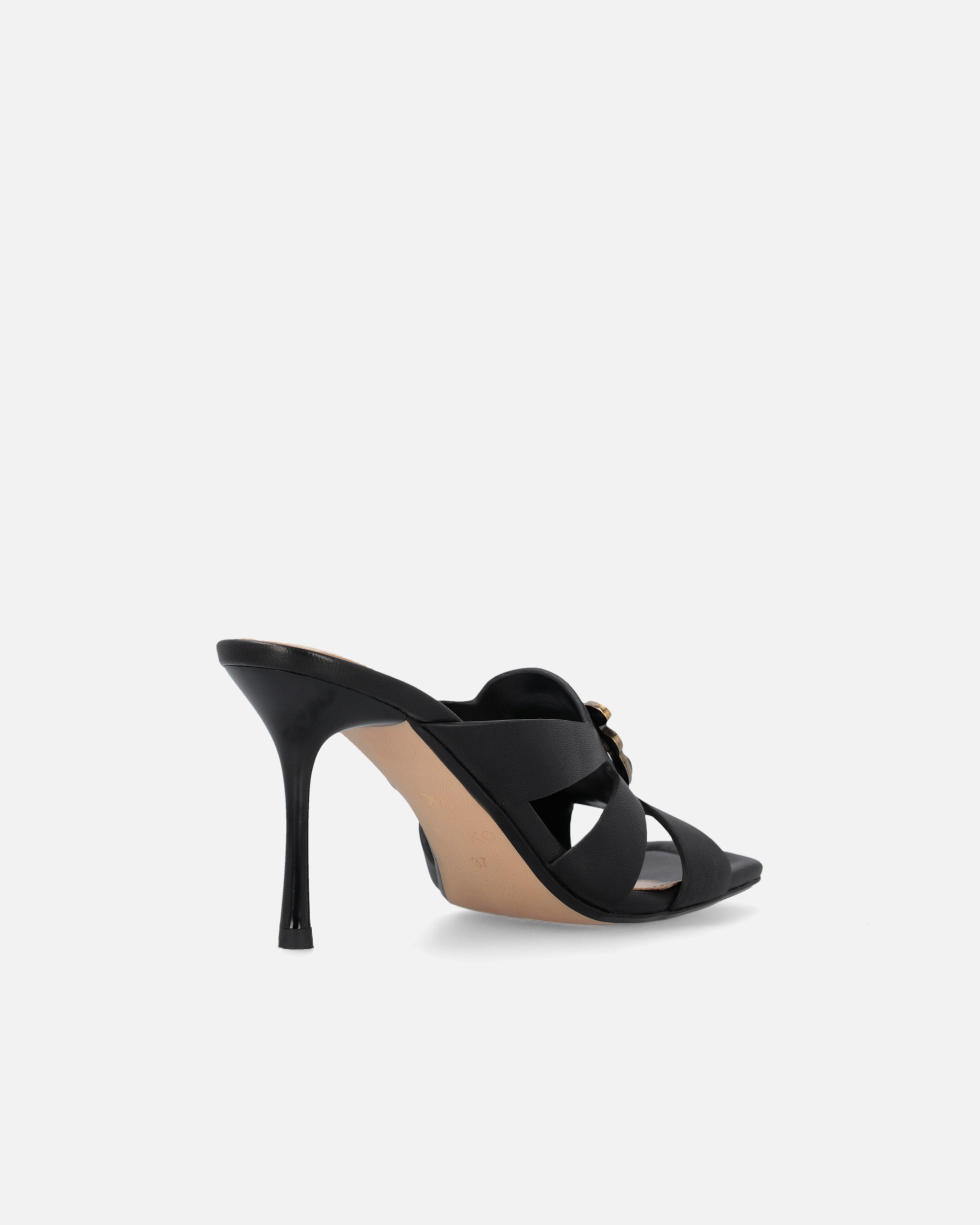 NAPPA LEATHER SANDALS WITH HEEL AND BIRD DETAIL - 3