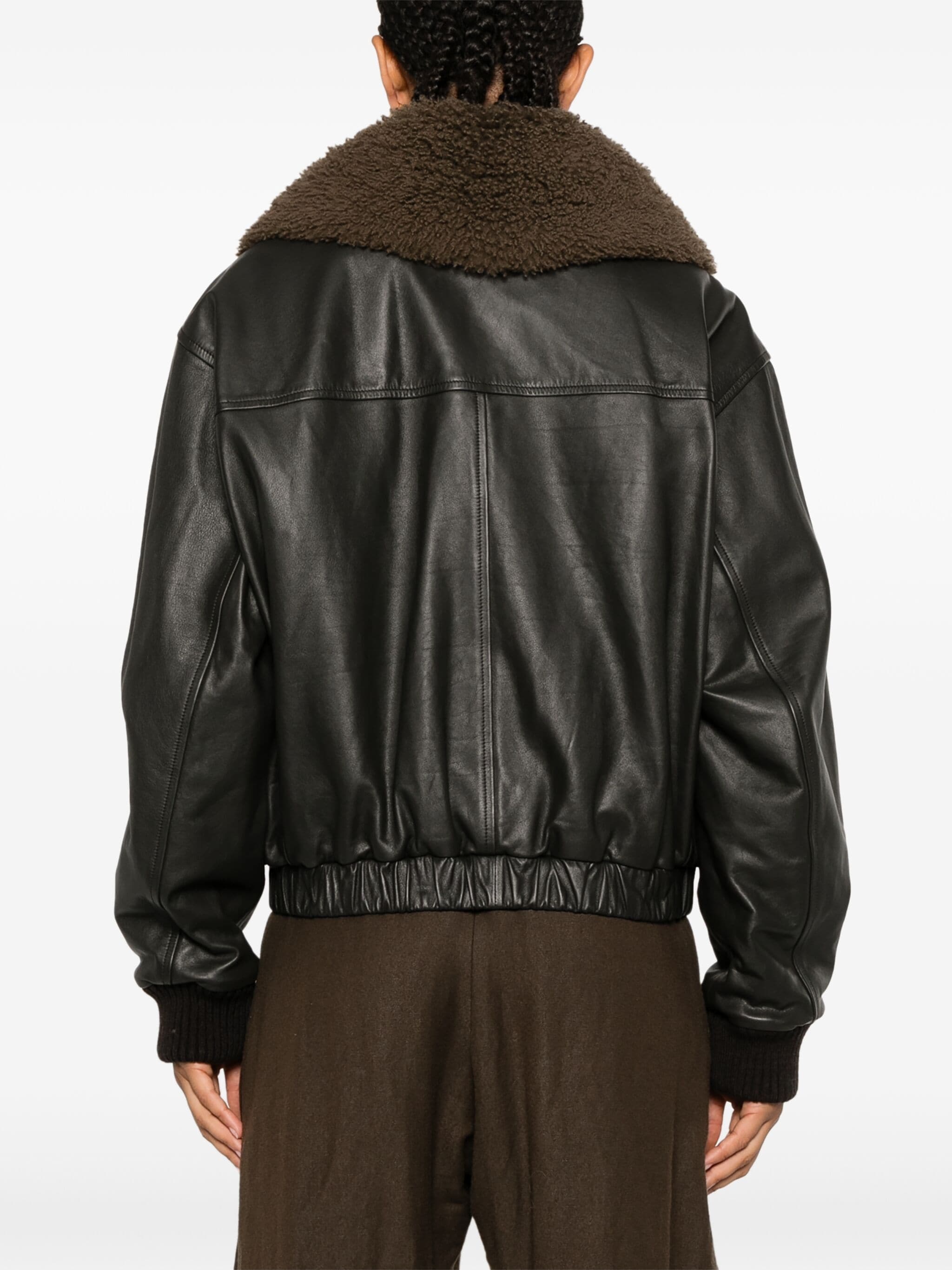 LEMAIRE - Women Leather Blouson With Shearling Collar - 3