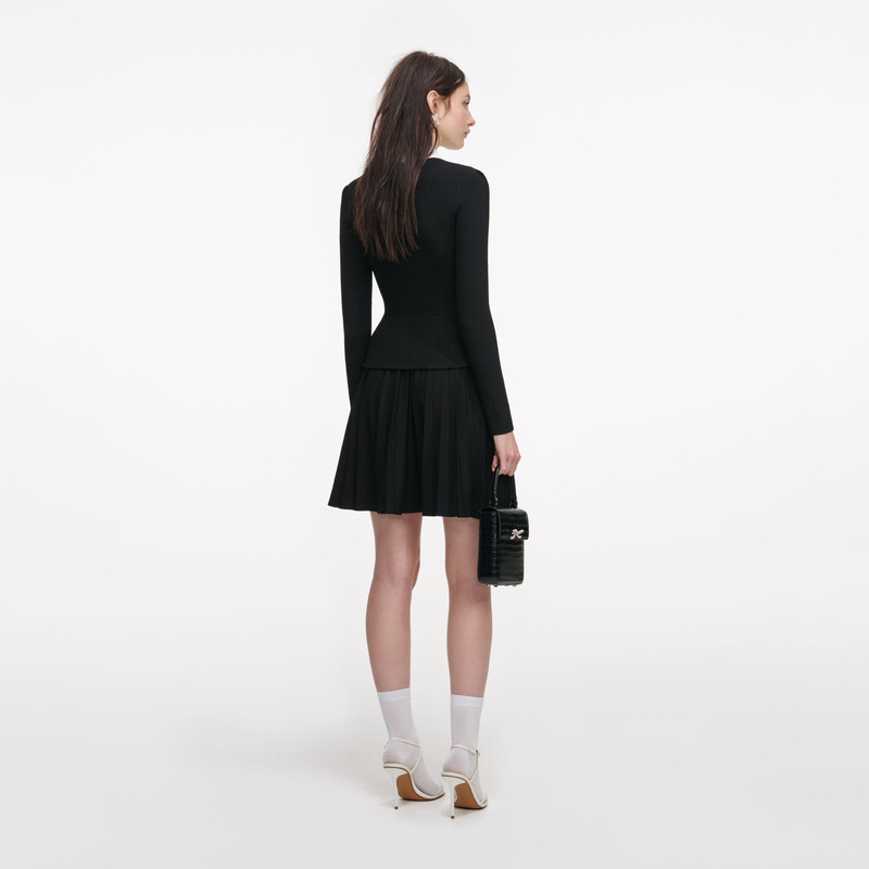 self-portrait Black Tailored Knit Mini Dress outlook