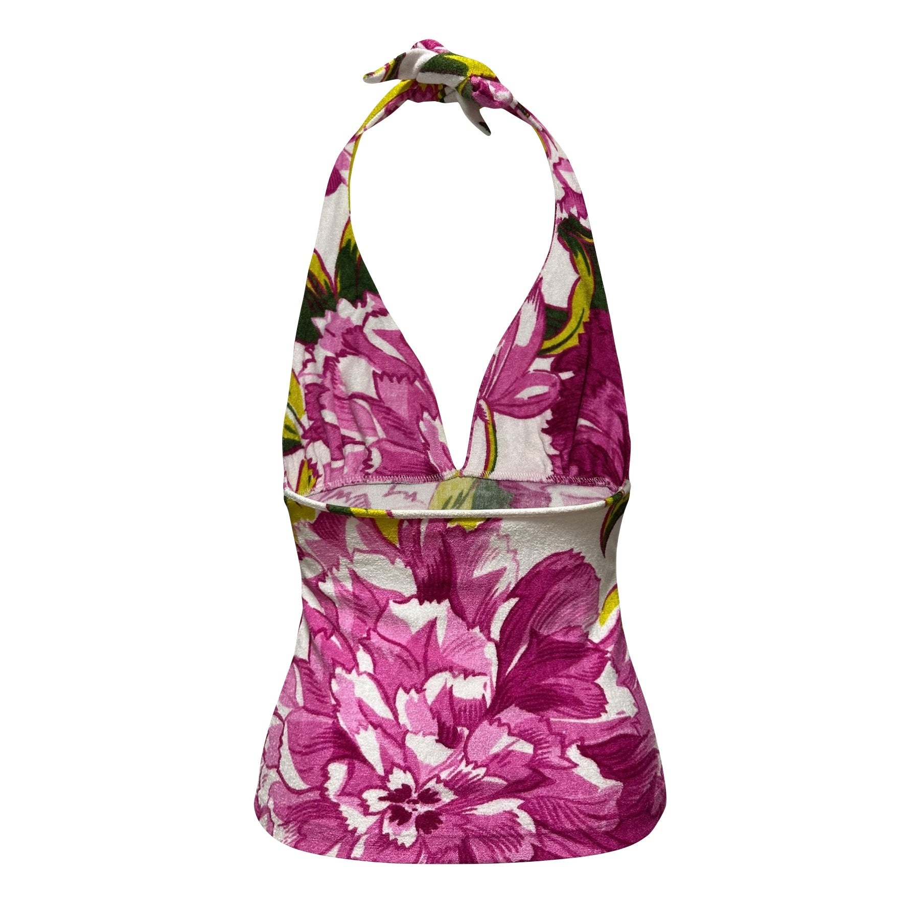 D&G - D&G Fall Winter 2000 Floral Print Pile Halter Neck Top - 2