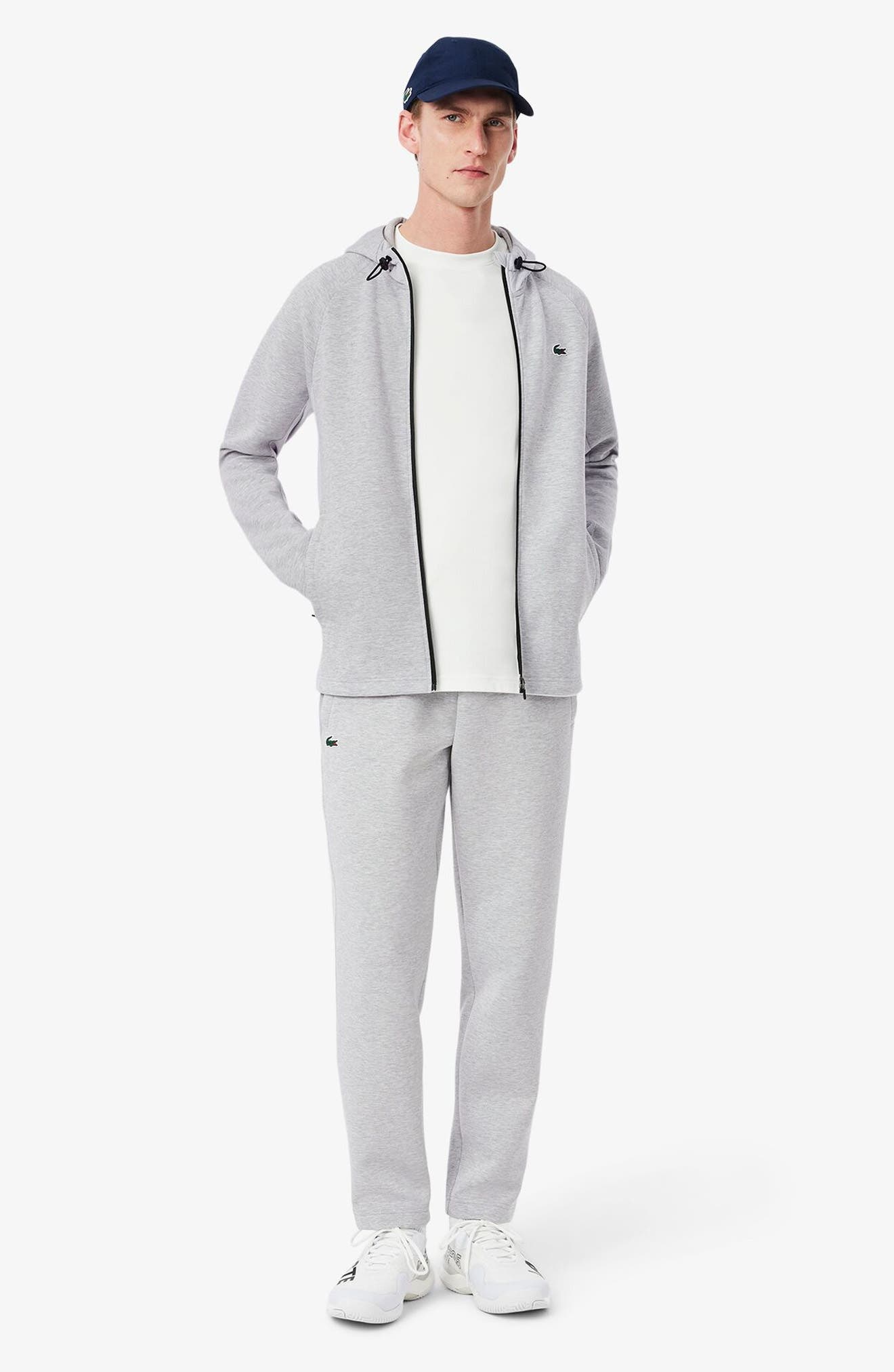 Lacoste Mesh Panel Tapered Track Pants in Grey Chine/Light Grey at Nordstrom - 6