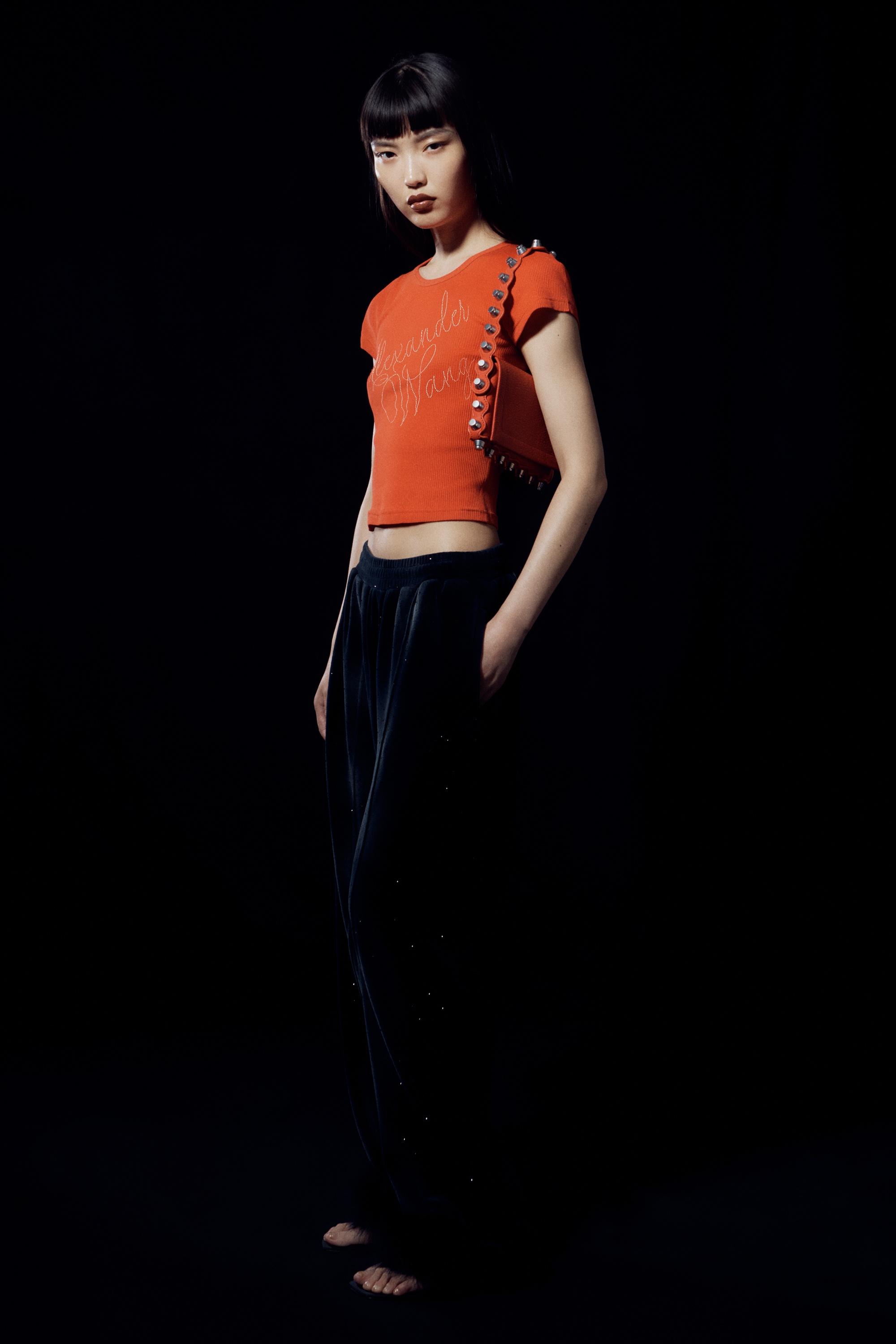 Crystal Hotfix Tee in Ribbed Jersey - 5