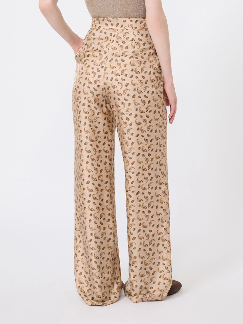 FUXIA Printed silk twill trousers - BEIGE 4